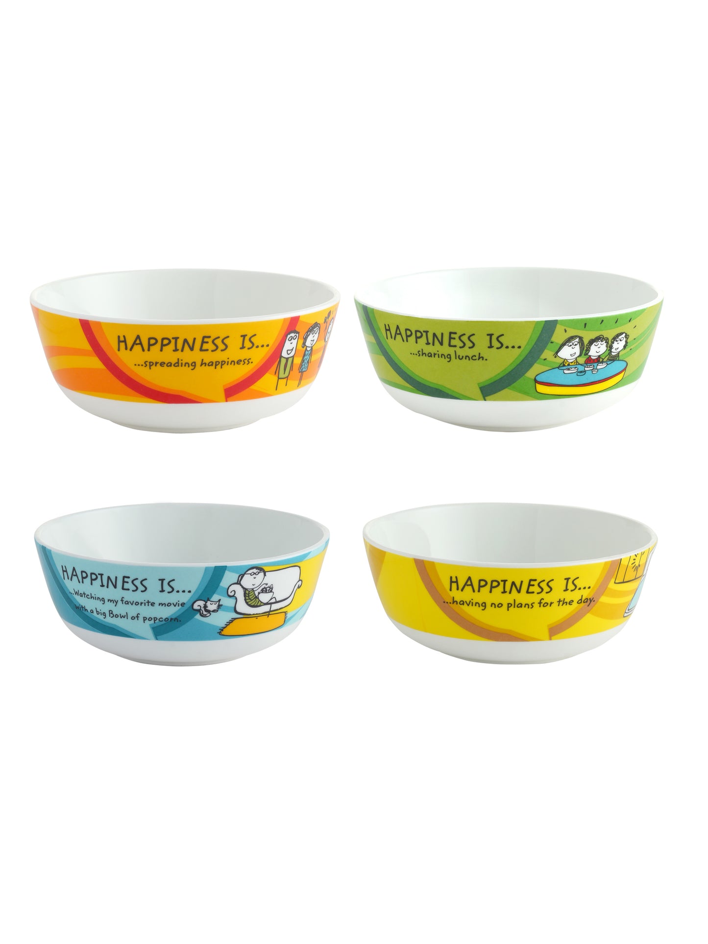 Happiness Ceramic Snack/ Cereal Bowl 5" Set of 4