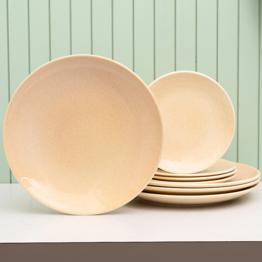 Reactive Pastel Peach Porcelain Dinner Set- 8 piece, For Family of 4