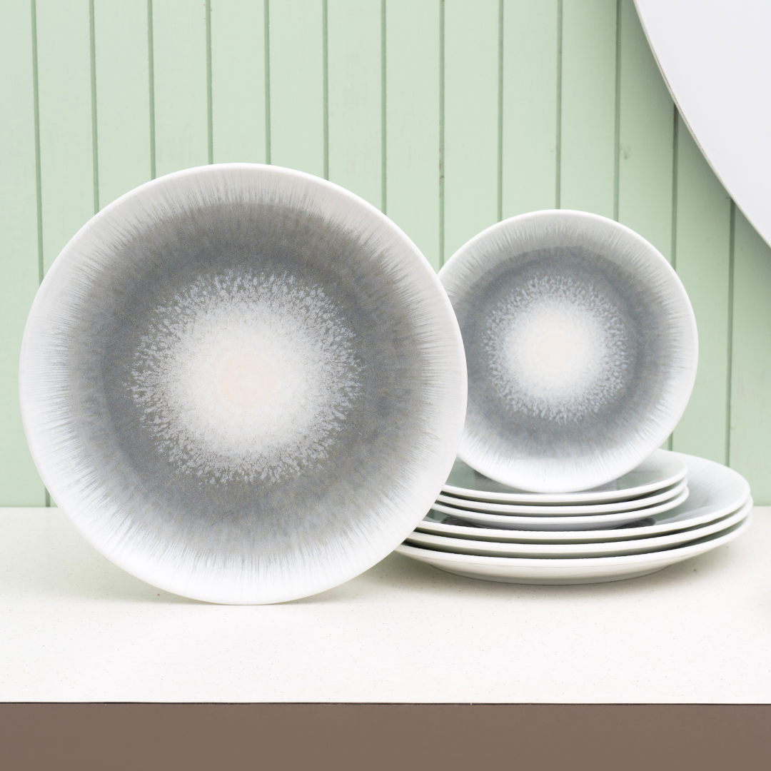 Textures Sway Porcelain Dinner Set- 8 piece, For Family of 4