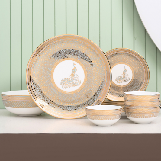 Urmi Emayura Dinner Set of 13 (EMAYURA), For Family of 4