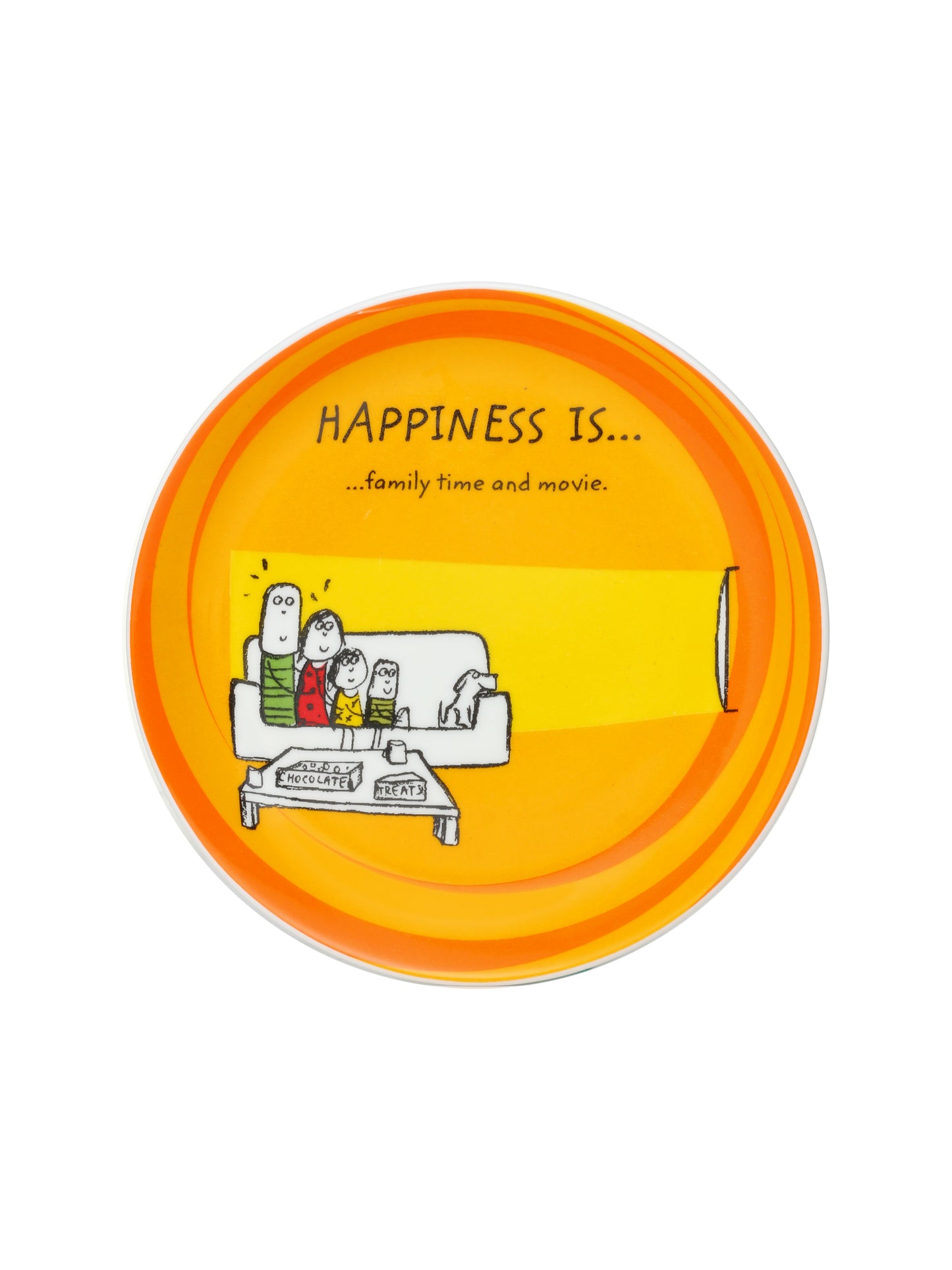 Happiness Is... Mini Ceramic Snack Plates 5.5",  Set of 4