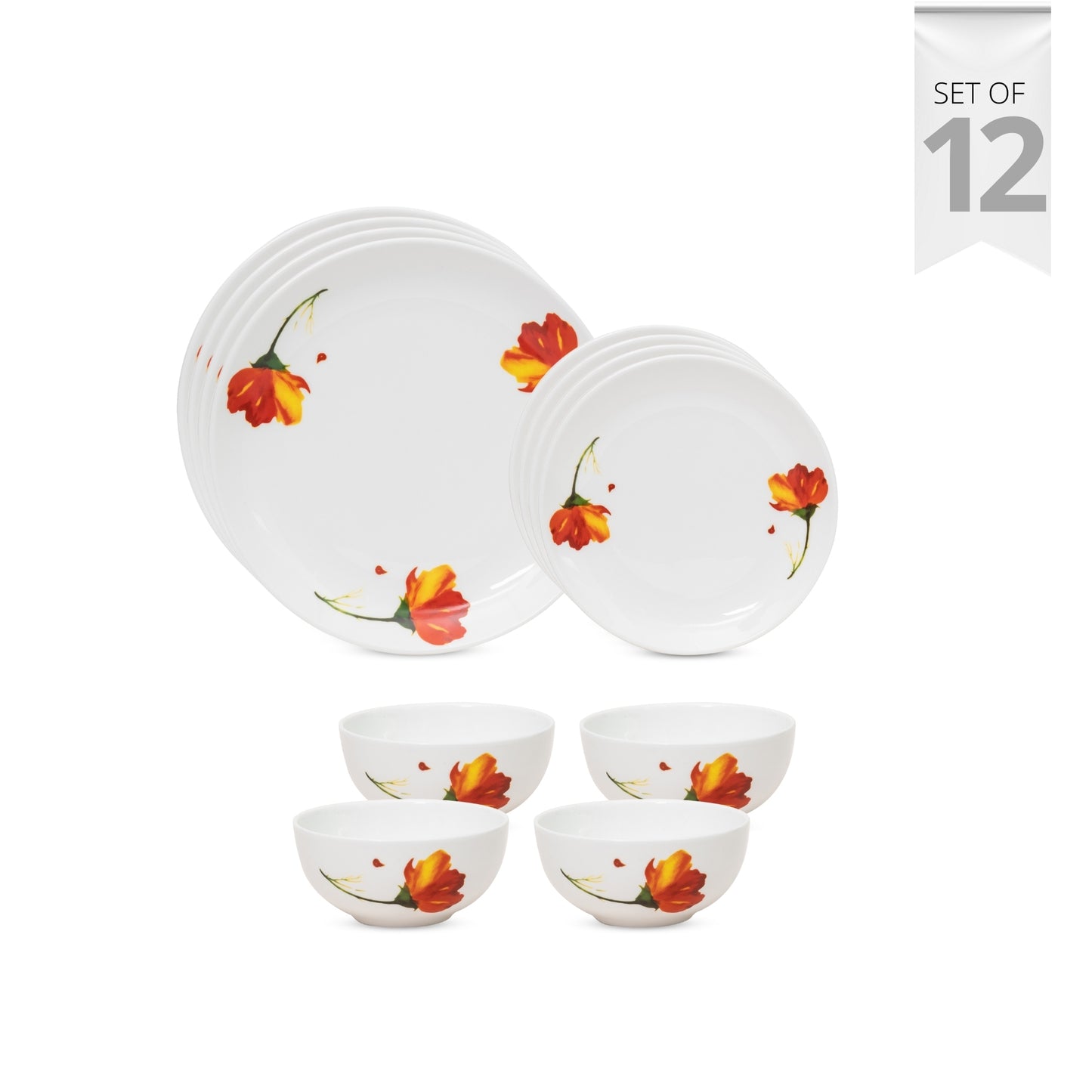 Ceramic Eco3 Dinner Set (Set of 12), for Family of 4, Dinner Set Ceramic