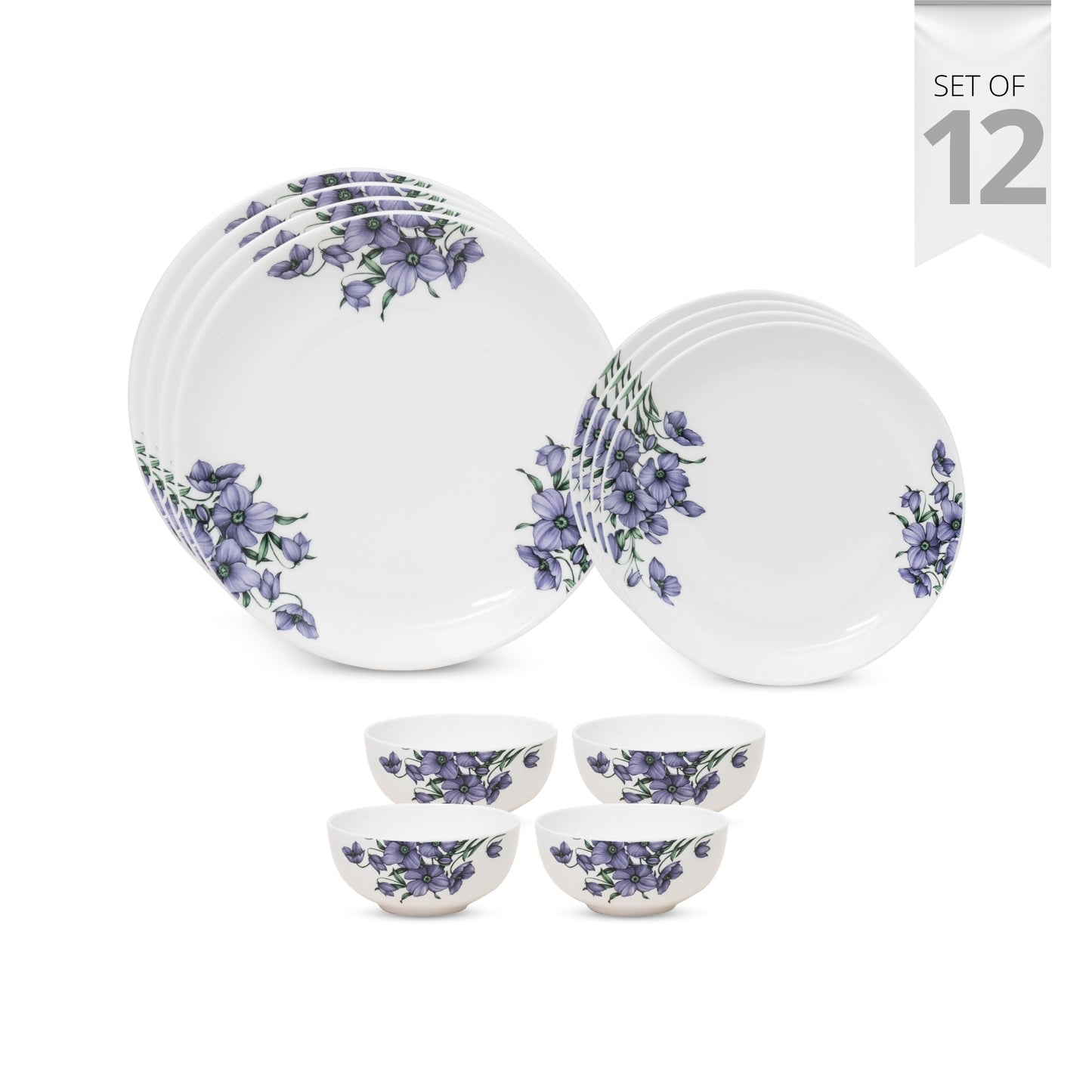 Ceramic Eco6 Dinner Set (Set of 12), for Family of 4, Dinner Set Ceramic