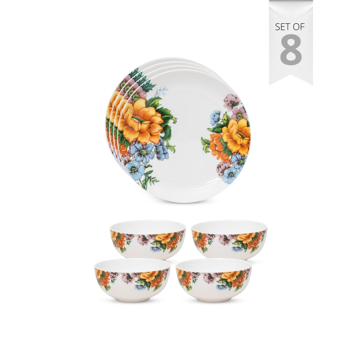 Ceramic Eco4 Dinner Set (Set of 8), for Family of 4, Dinner Set Ceramic