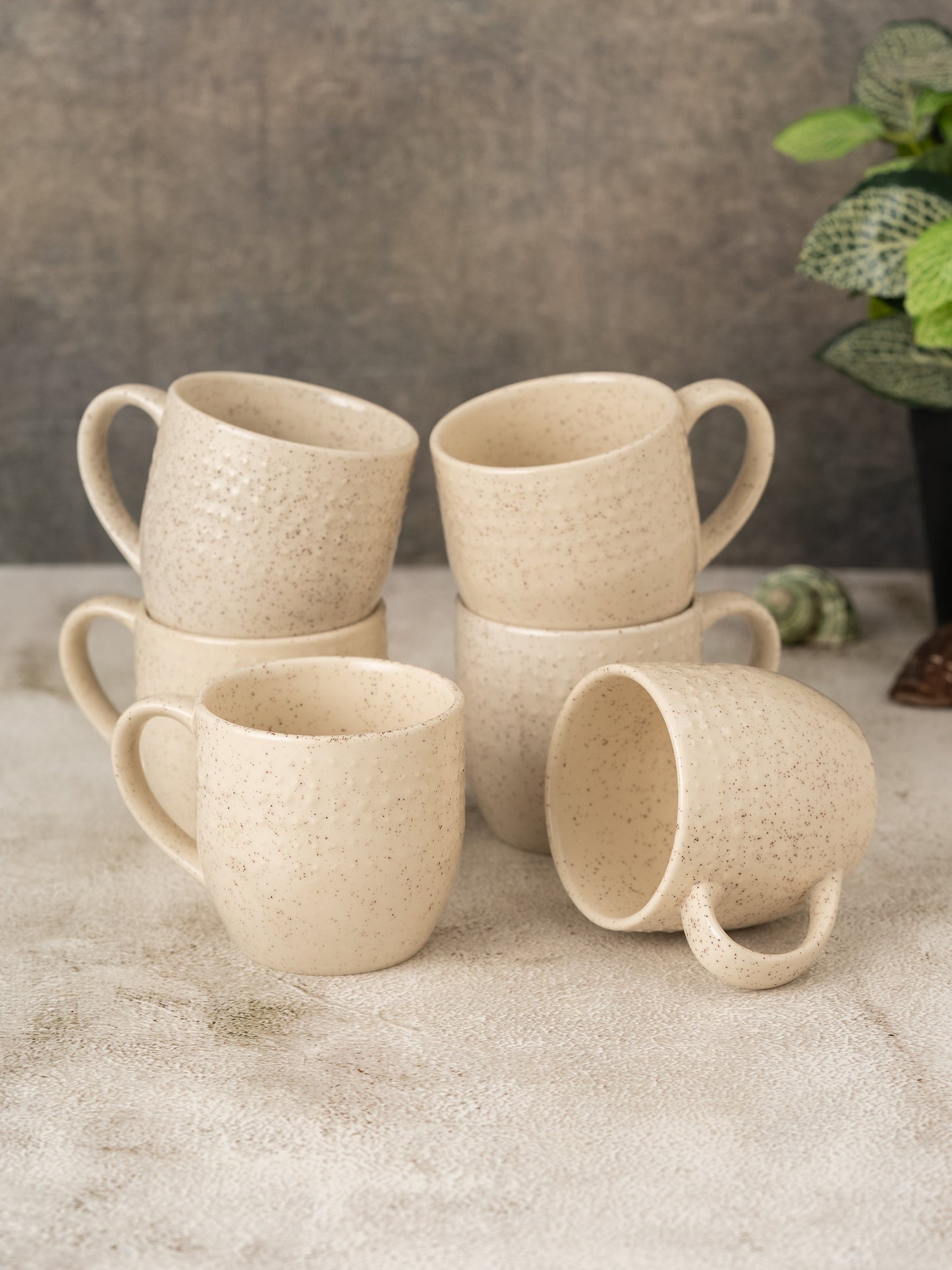 Clay Craft Apex Reactive Pebble Coffee Mugs Set of 6