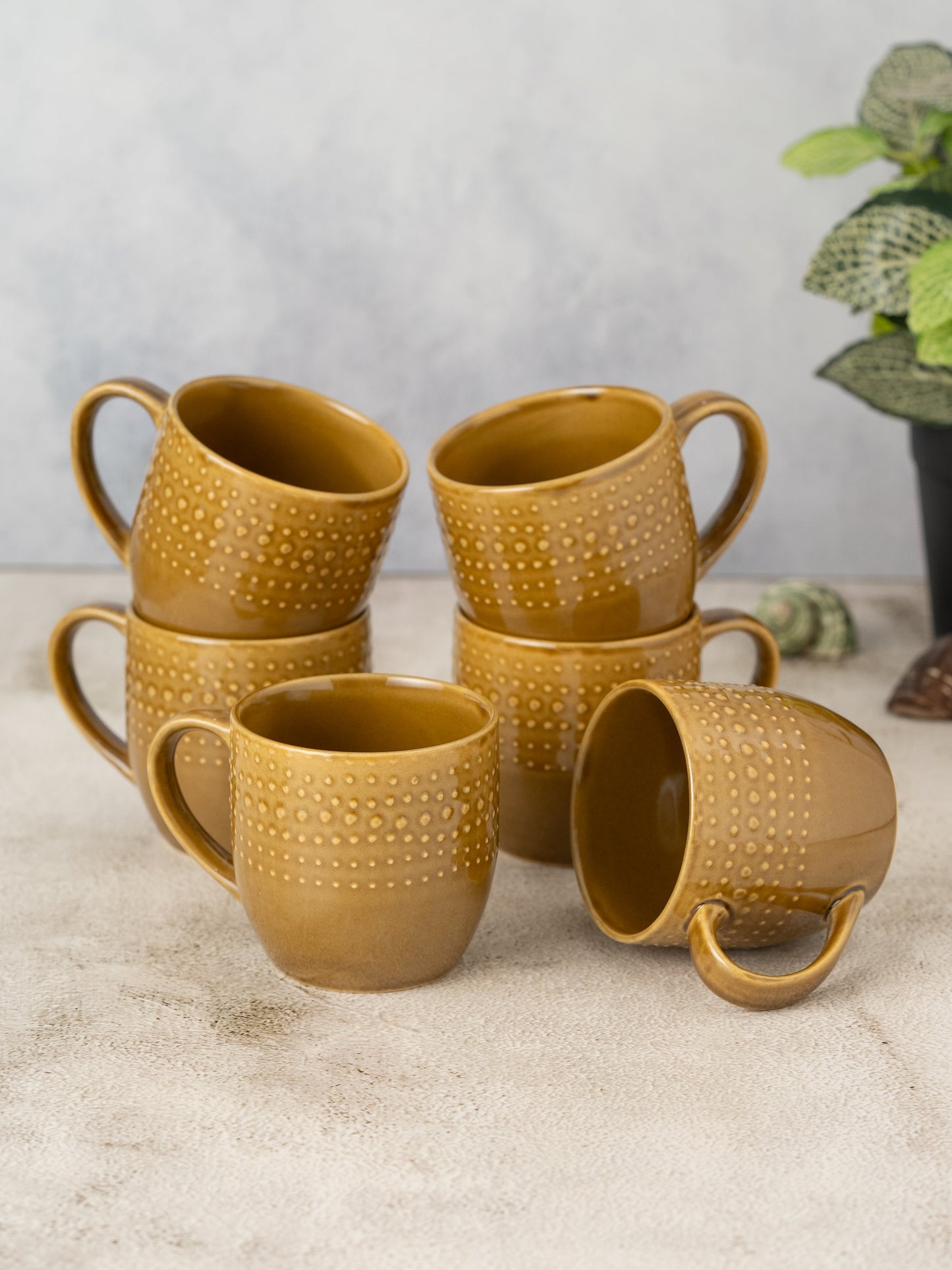 Clay Craft Apex Reactive Pebble Coffee & Tea Mugs Set of 6, 200 ml