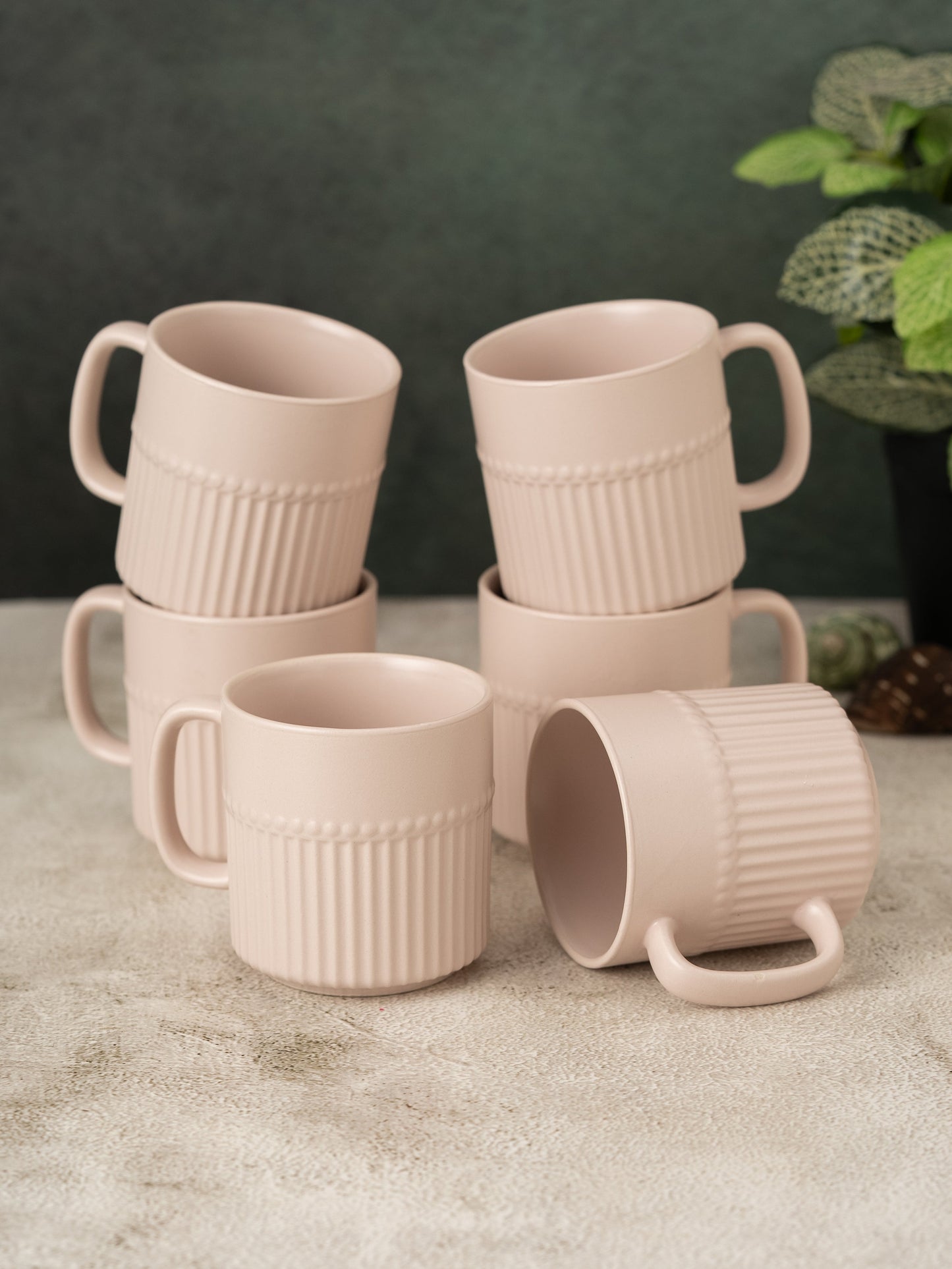 Crimson Pebble Matte IVORY Coffee & Tea Mugs Set of 6