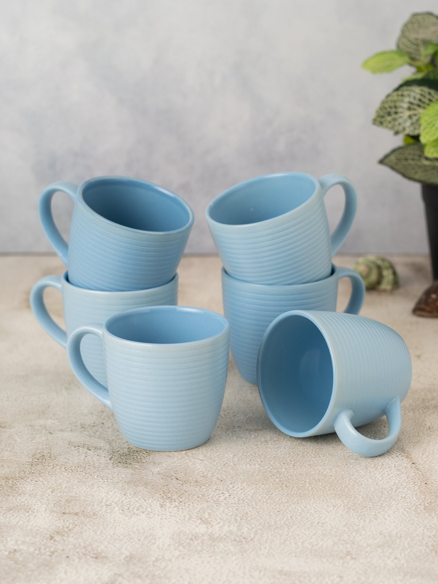 Horizon Pebble Light Blue Coffee & Tea Mugs Set of 6, 210 ml