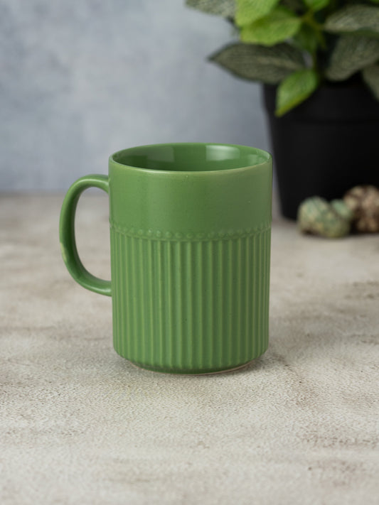 Crimson Matte Pebble Green Coffee/ Milk Mug, 1 Piece, 350 ml