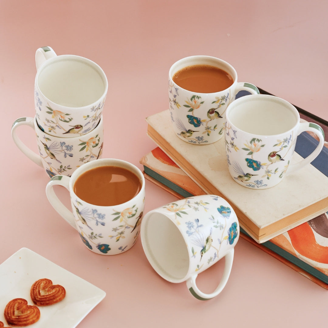 Magique by The Wishing Chair x Clay Craft, Paradise Summer Alton Coffee & Tea Mug Set of 6, 210 ml (PS2)