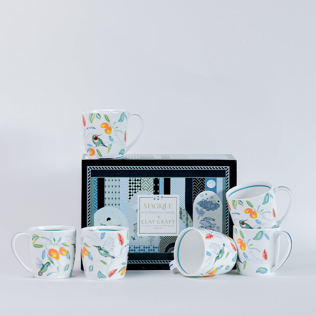 Magique by The Wishing Chair x Clay Craft, Paradise Summer Alton Coffee & Tea Mug Set of 6, 210 ml (PS1)