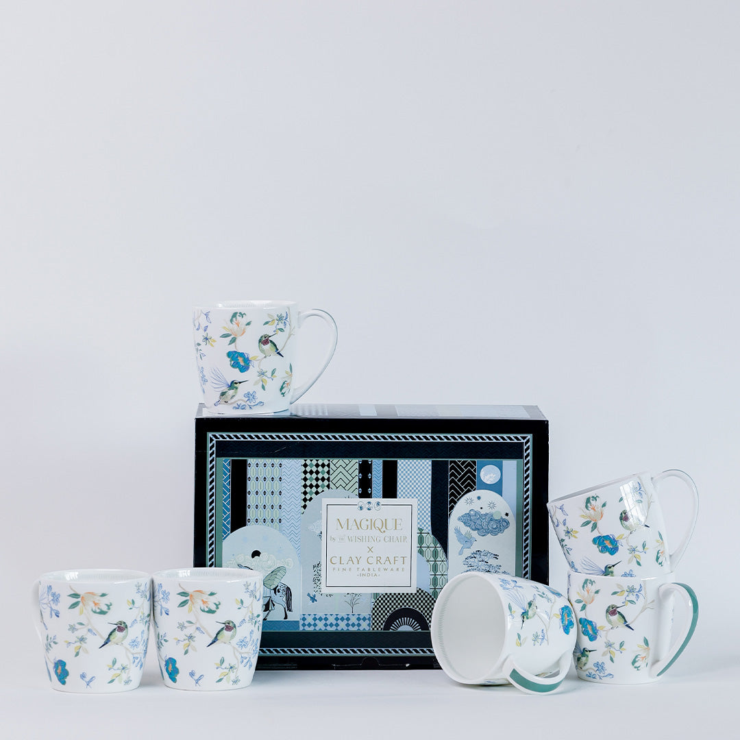 Magique by The Wishing Chair x Clay Craft, Paradise Summer Alton Coffee & Tea Mug Set of 6, 210 ml (PS2)