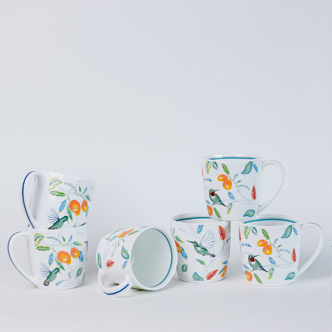 Magique by The Wishing Chair x Clay Craft, Paradise Summer Alton Coffee & Tea Mug Set of 6, 210 ml (PS1)