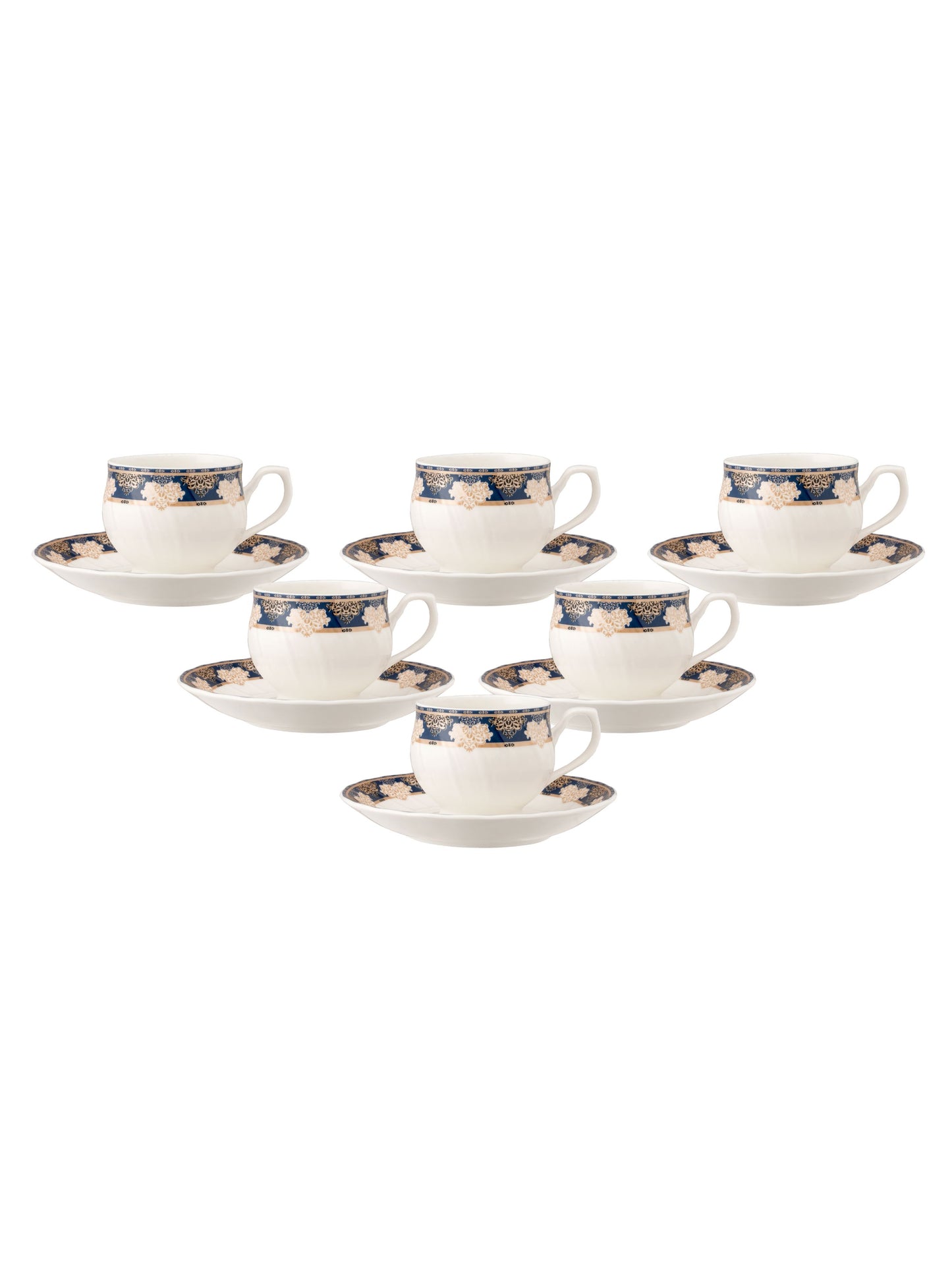 JCPL Karina Super Cup & Saucer, 155ml, Set of 12 (6 Cups + 6 Saucers) (S350)