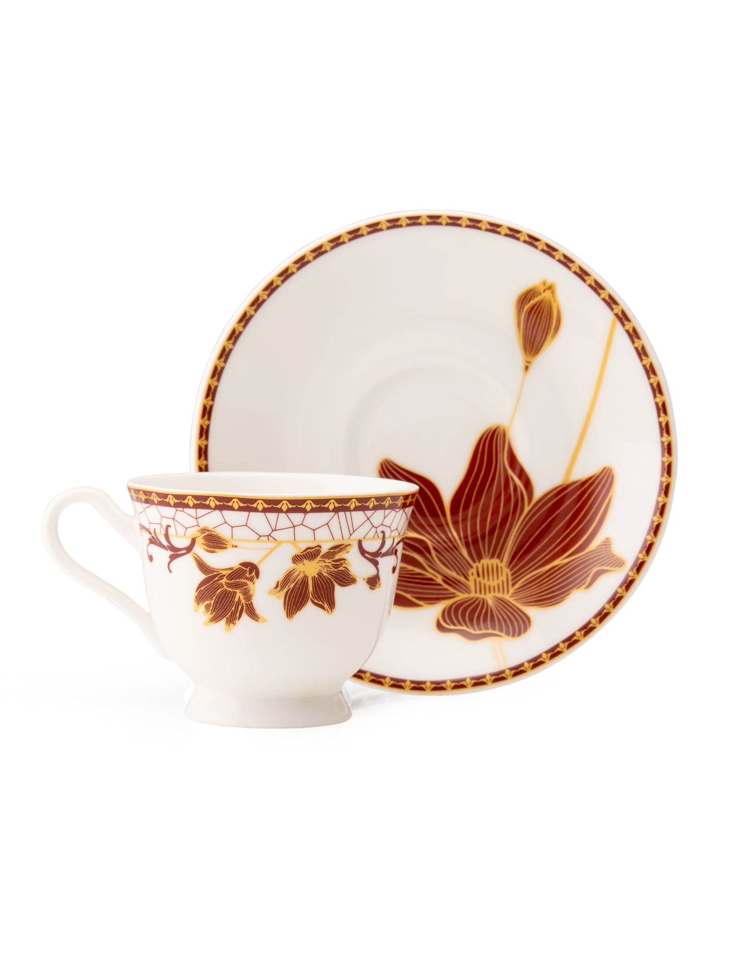 JCPL Georgian Super Cup & Saucer, 140ml, Set of 12 (6 Cups + 6 Saucers) (S360)