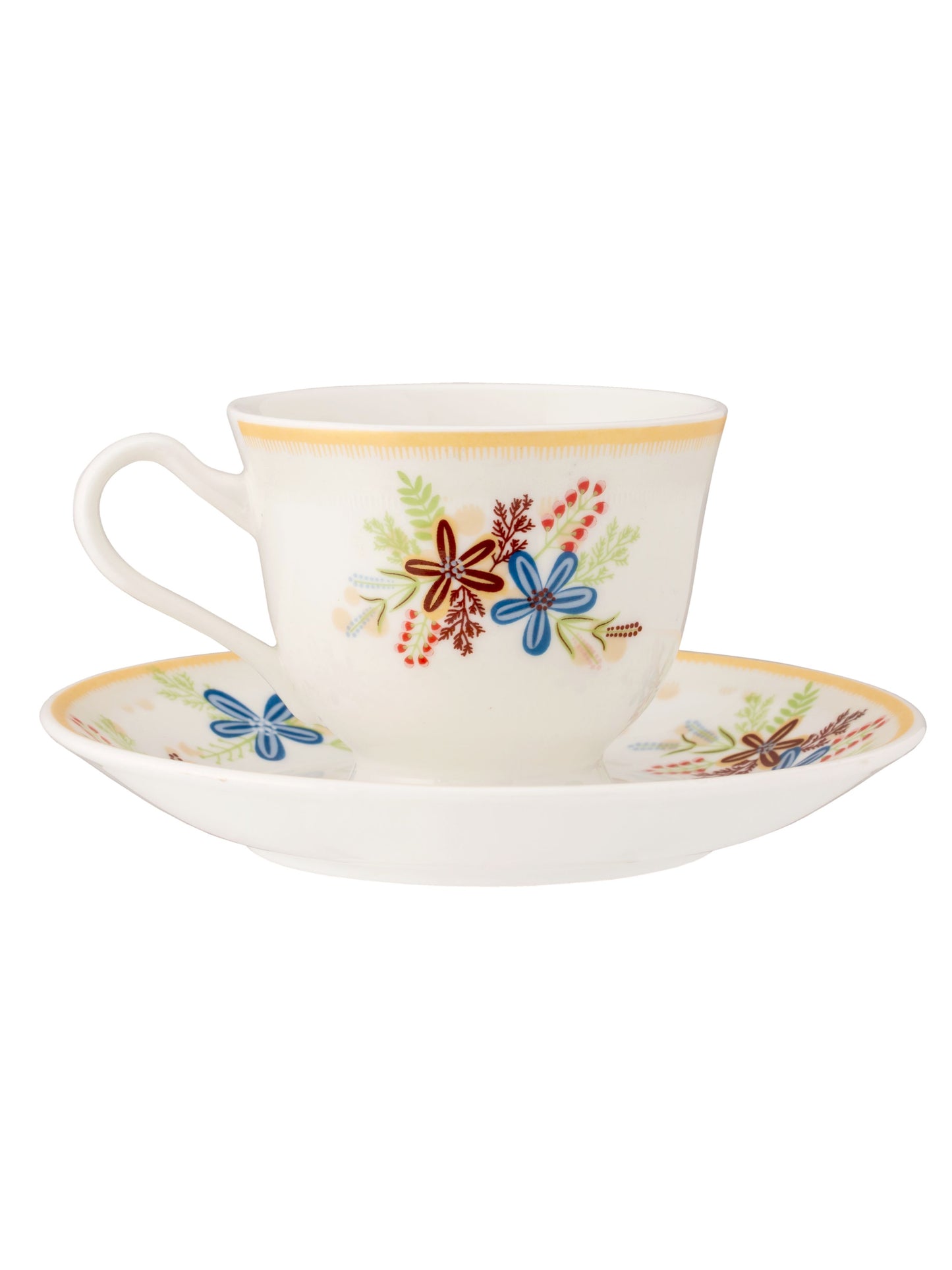 JCPL Georgian Super Cup & Saucer, 140ml, Set of 12 (6 Cups + 6 Saucers) (S362)