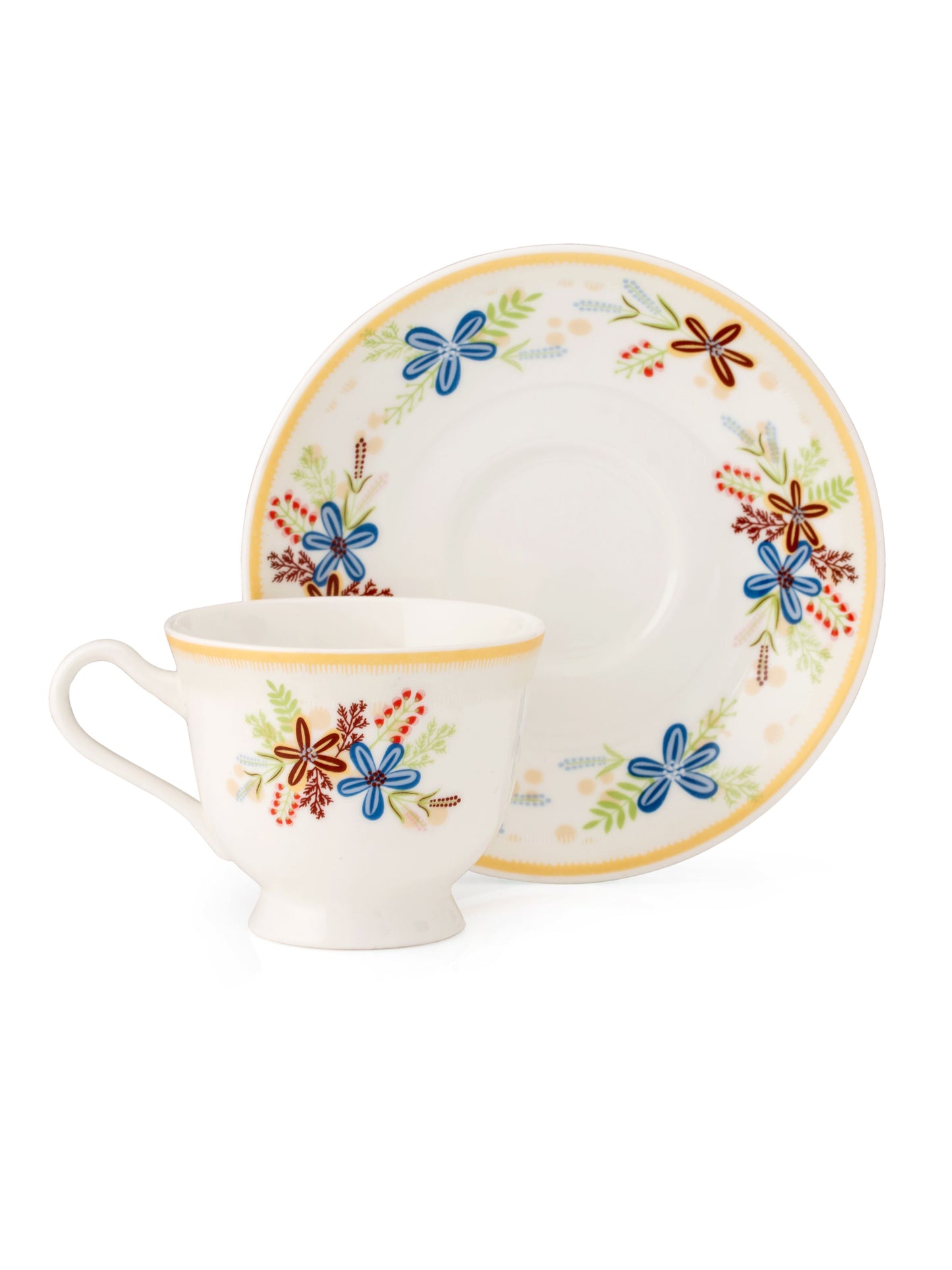 JCPL Georgian Super Cup & Saucer, 140ml, Set of 12 (6 Cups + 6 Saucers) (S362)