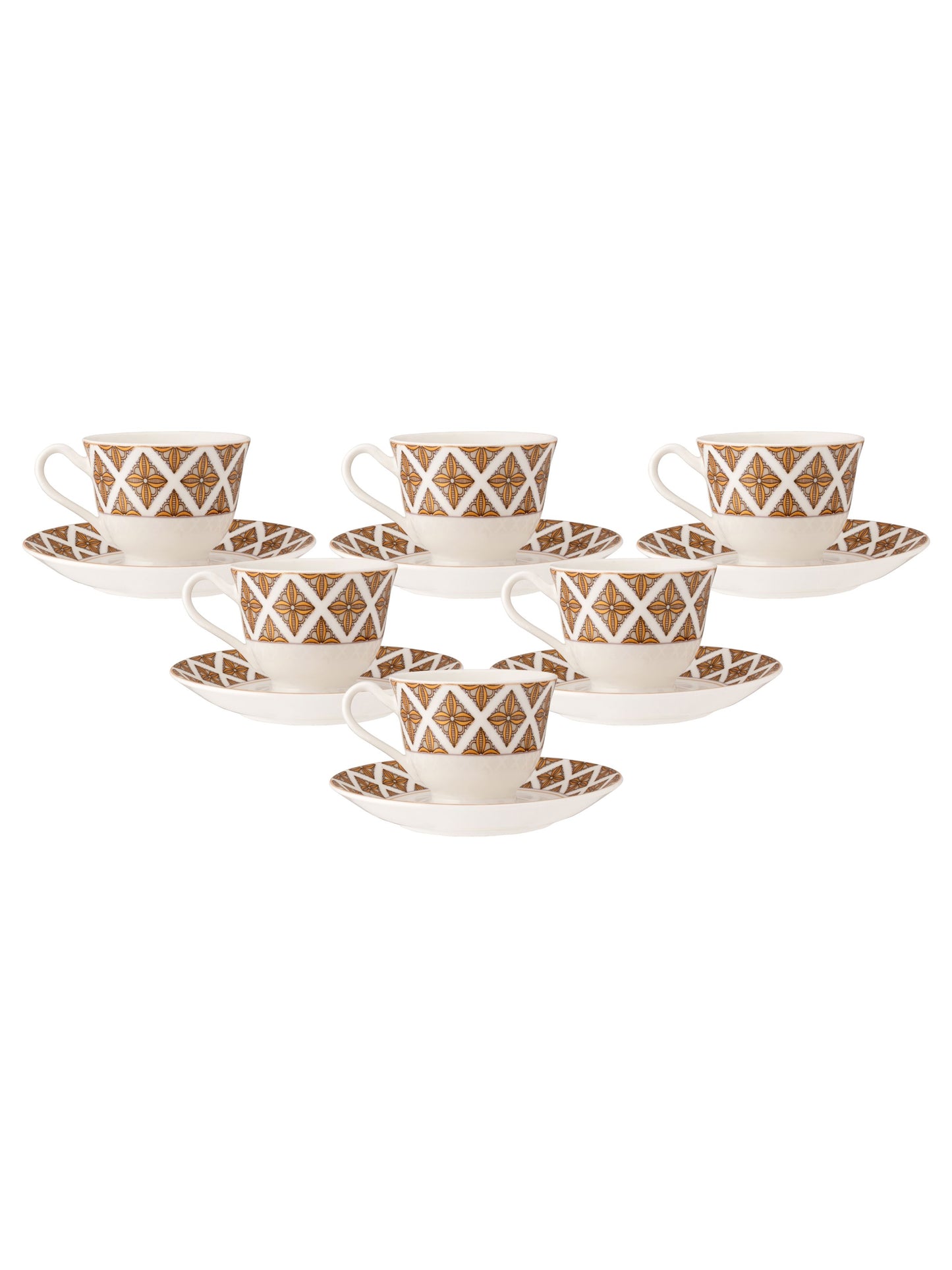 JCPL Georgian Super Cup & Saucer, 140ml, Set of 12 (6 Cups + 6 Saucers) (S363)