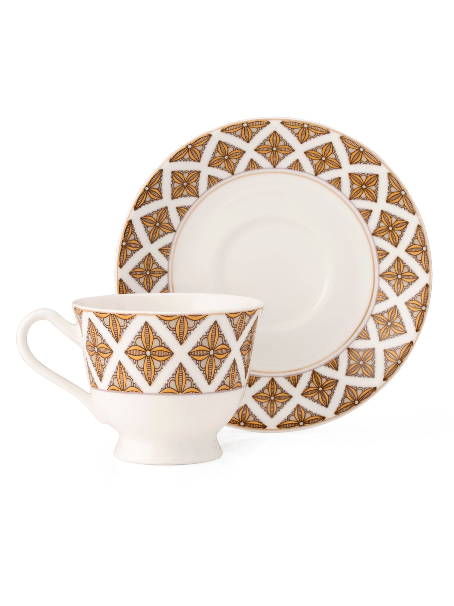 JCPL Georgian Super Cup & Saucer, 140ml, Set of 12 (6 Cups + 6 Saucers) (S363)