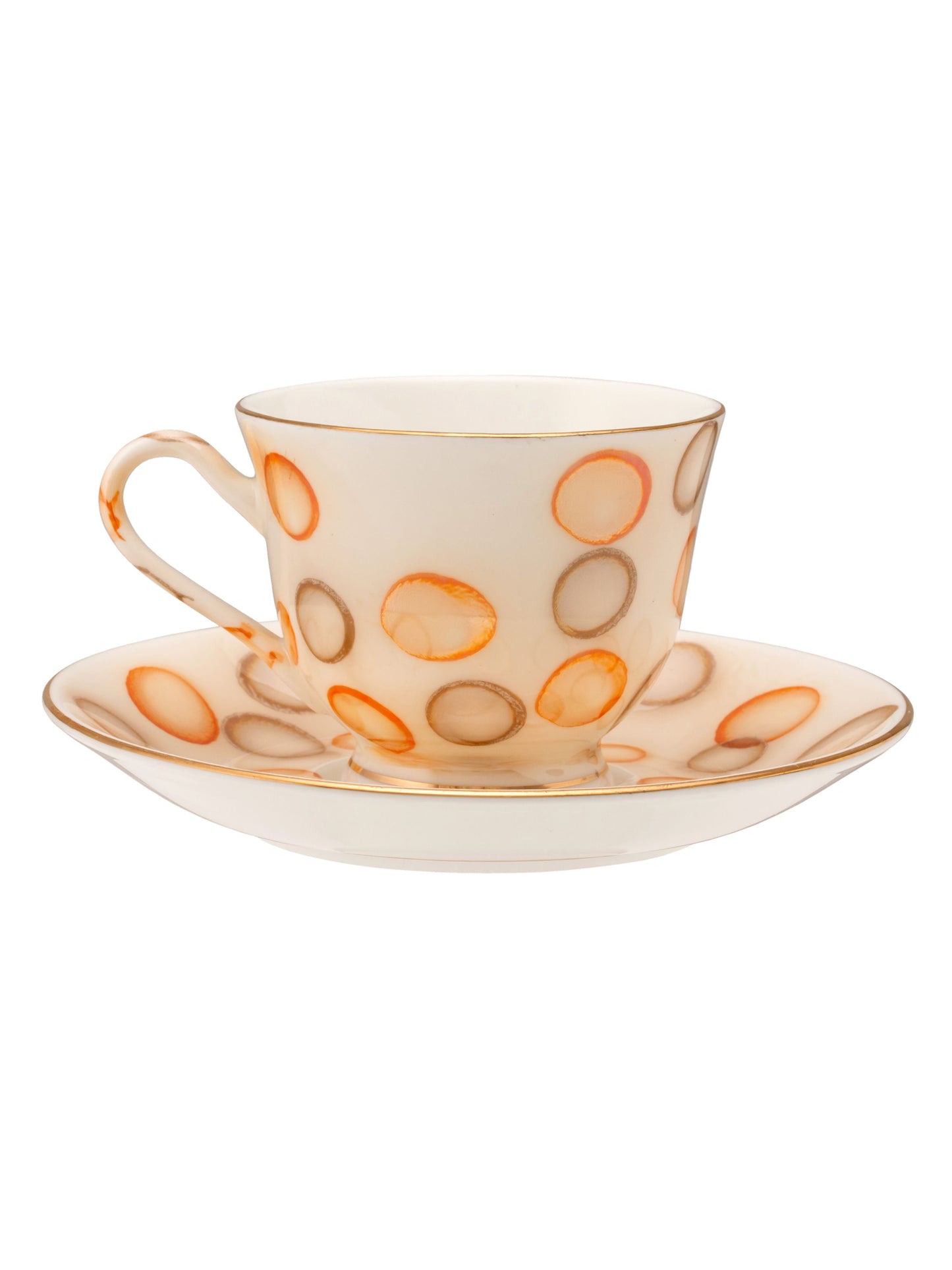 JCPL Georgian Shine Cup & Saucer, 140ml, Set of 12 (6 Cups + 6 Saucers) (SH2)