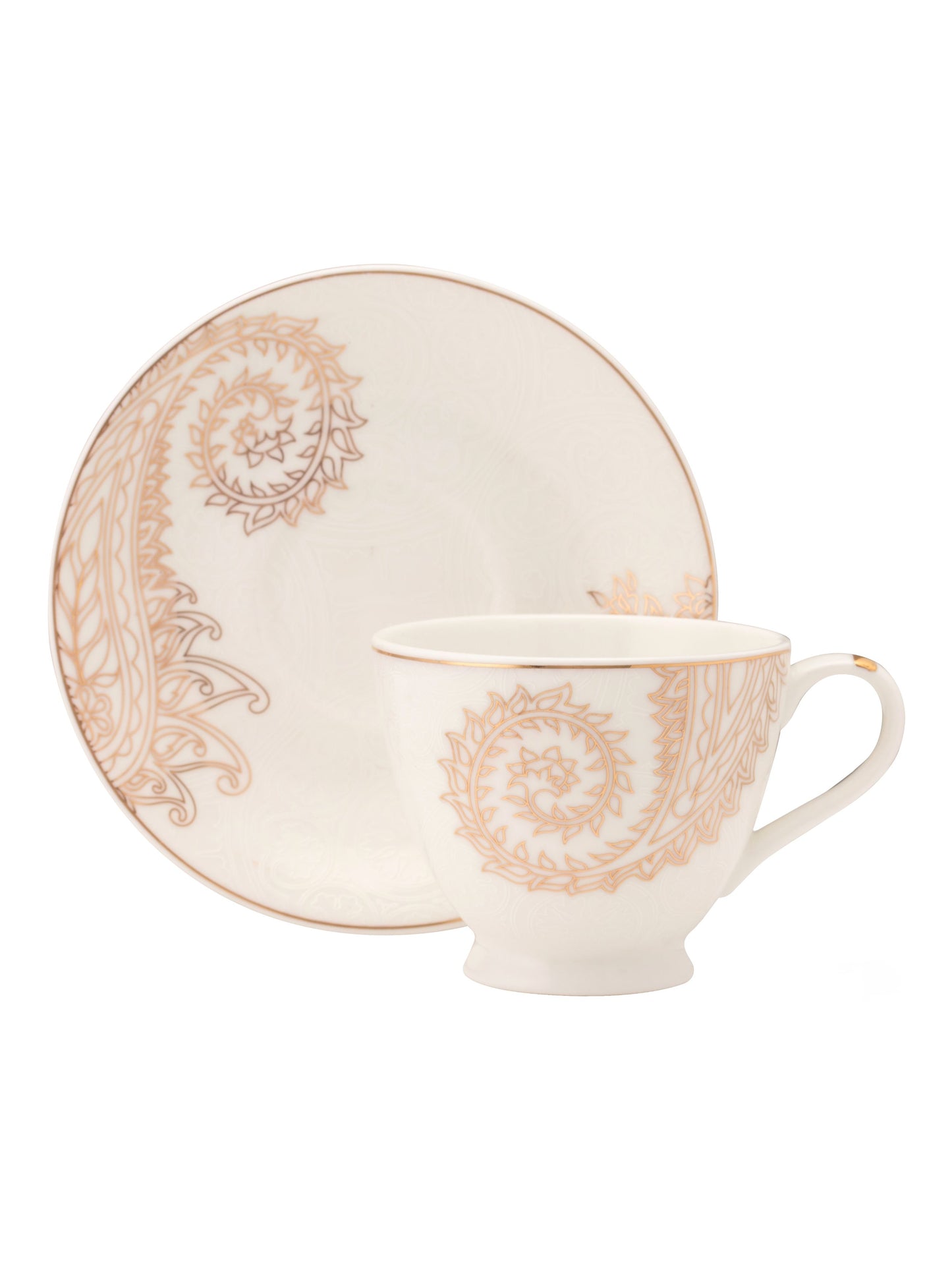 JCPL King Crysta Cup & Saucer, 160ml, Set of 12 (6 Cups + 6 Saucers) (CR404)