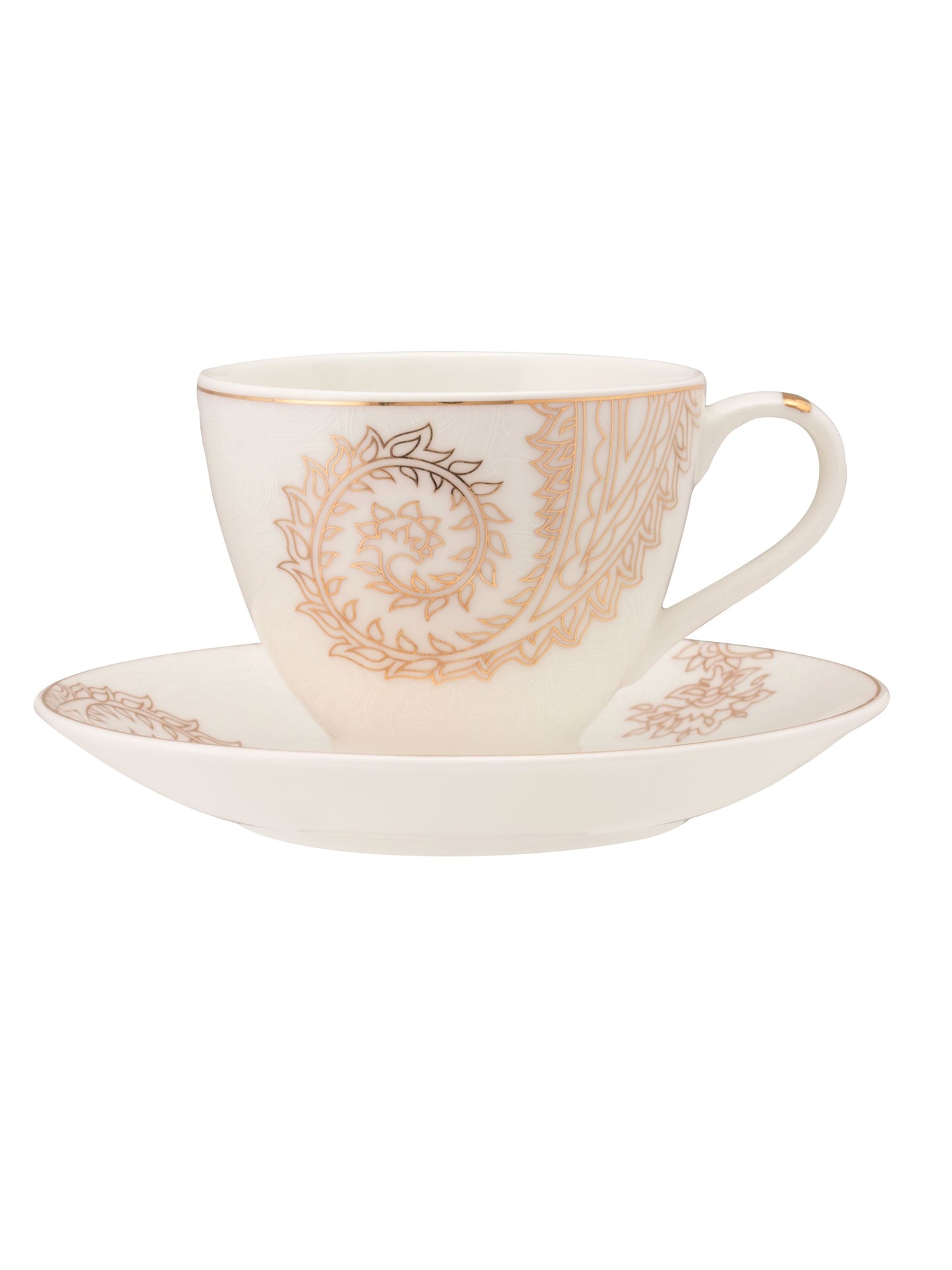 JCPL King Crysta Cup & Saucer, 160ml, Set of 12 (6 Cups + 6 Saucers) (CR404)