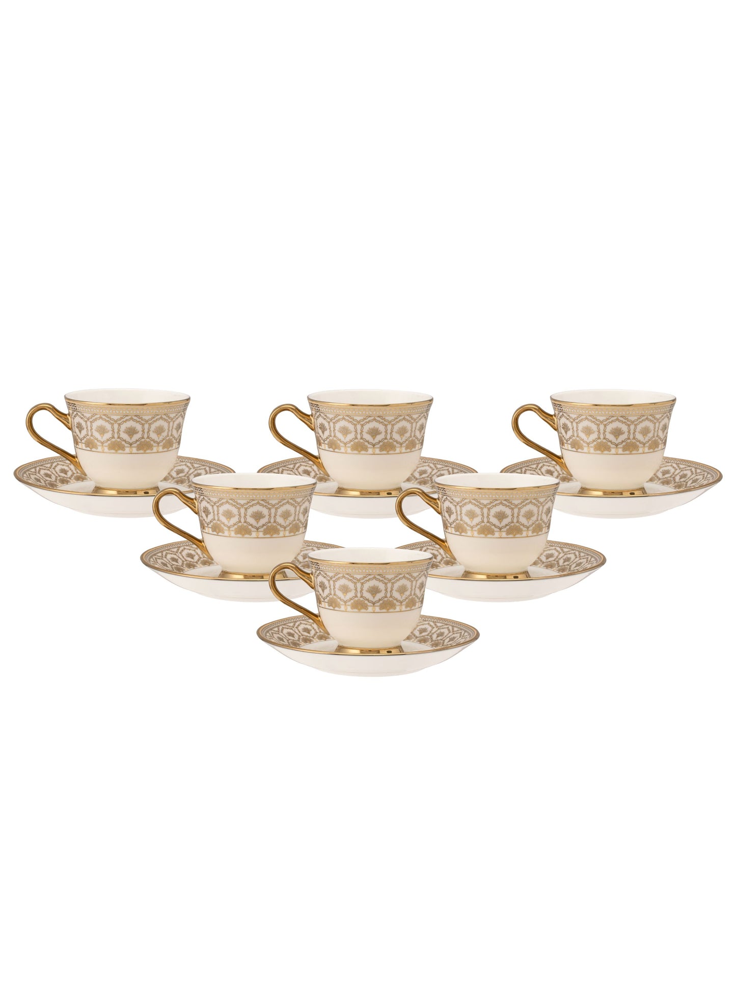 JCPL Georgian Ebony Cup & Saucer, 140ml, Set of 12 (6 Cups + 6 Saucers) (E624)