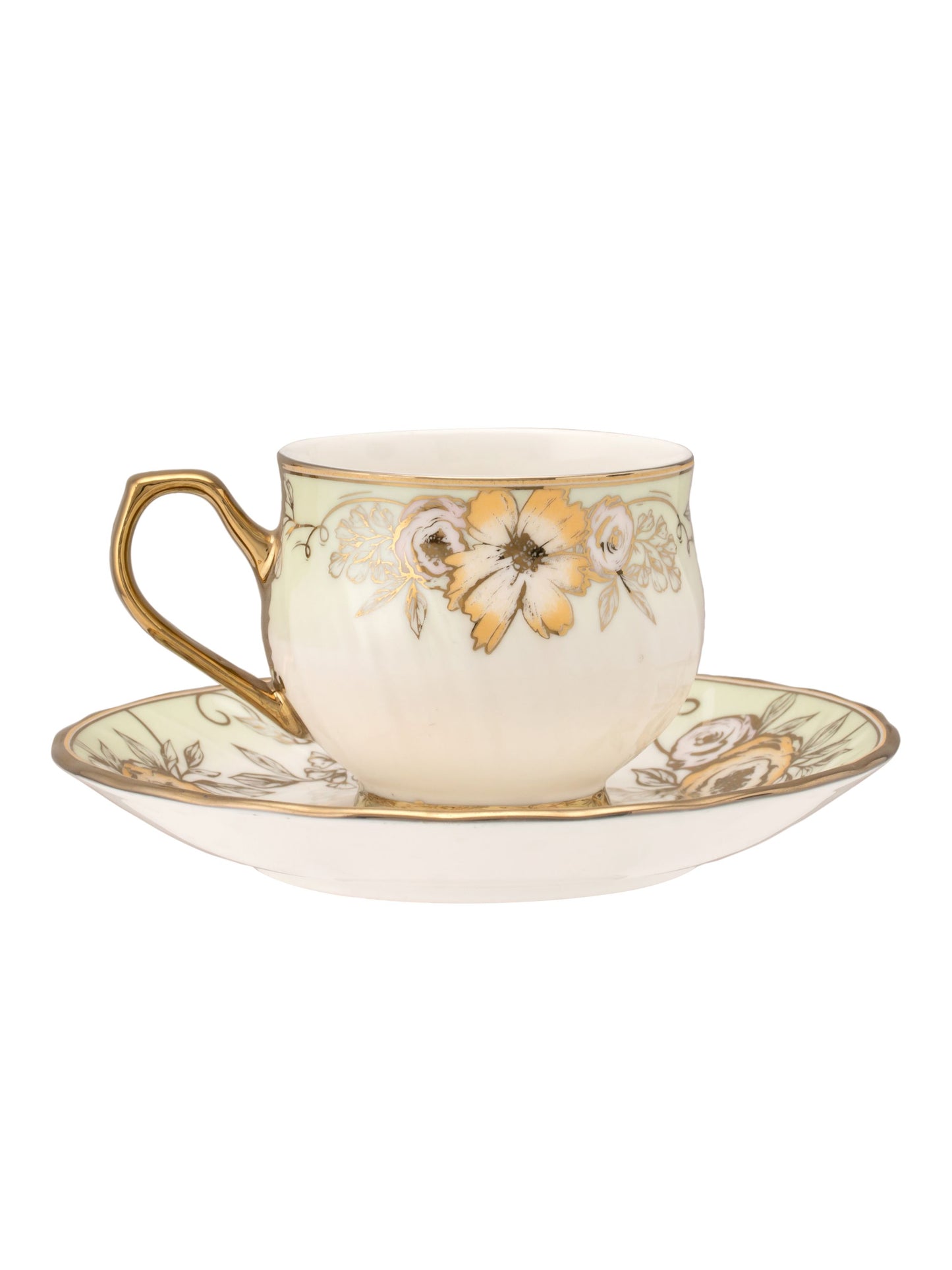 JCPL Karina Ebony Cup & Saucer, 155ml, Set of 12 (6 Cups + 6 Saucers) (E618)