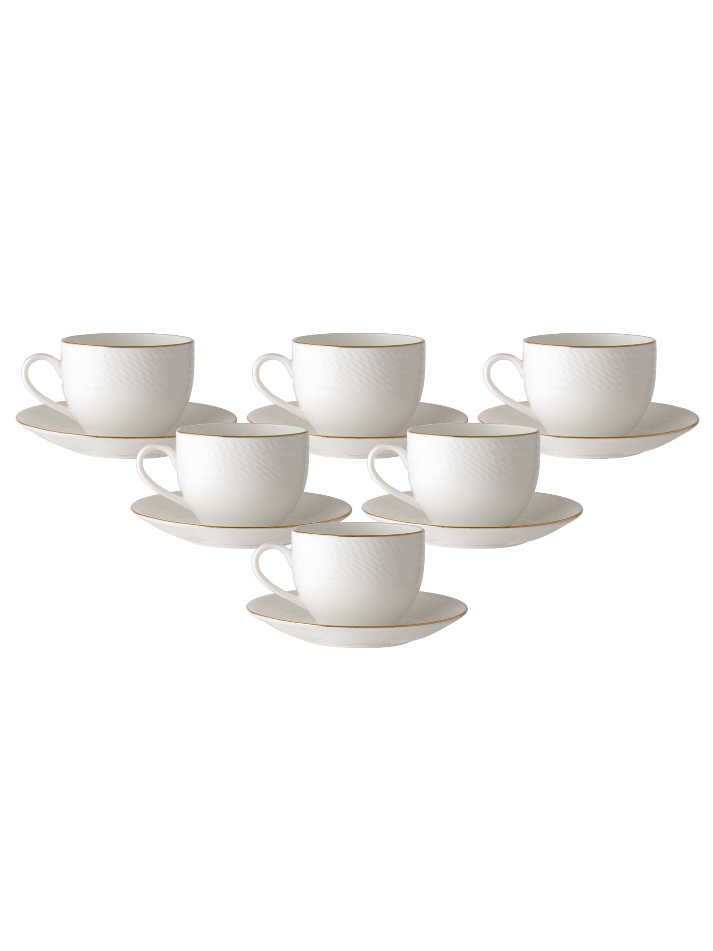 Rope Impression Cup & Saucer, 180ml, Set of 12 (6 Cups + 6 Saucers) (1101)