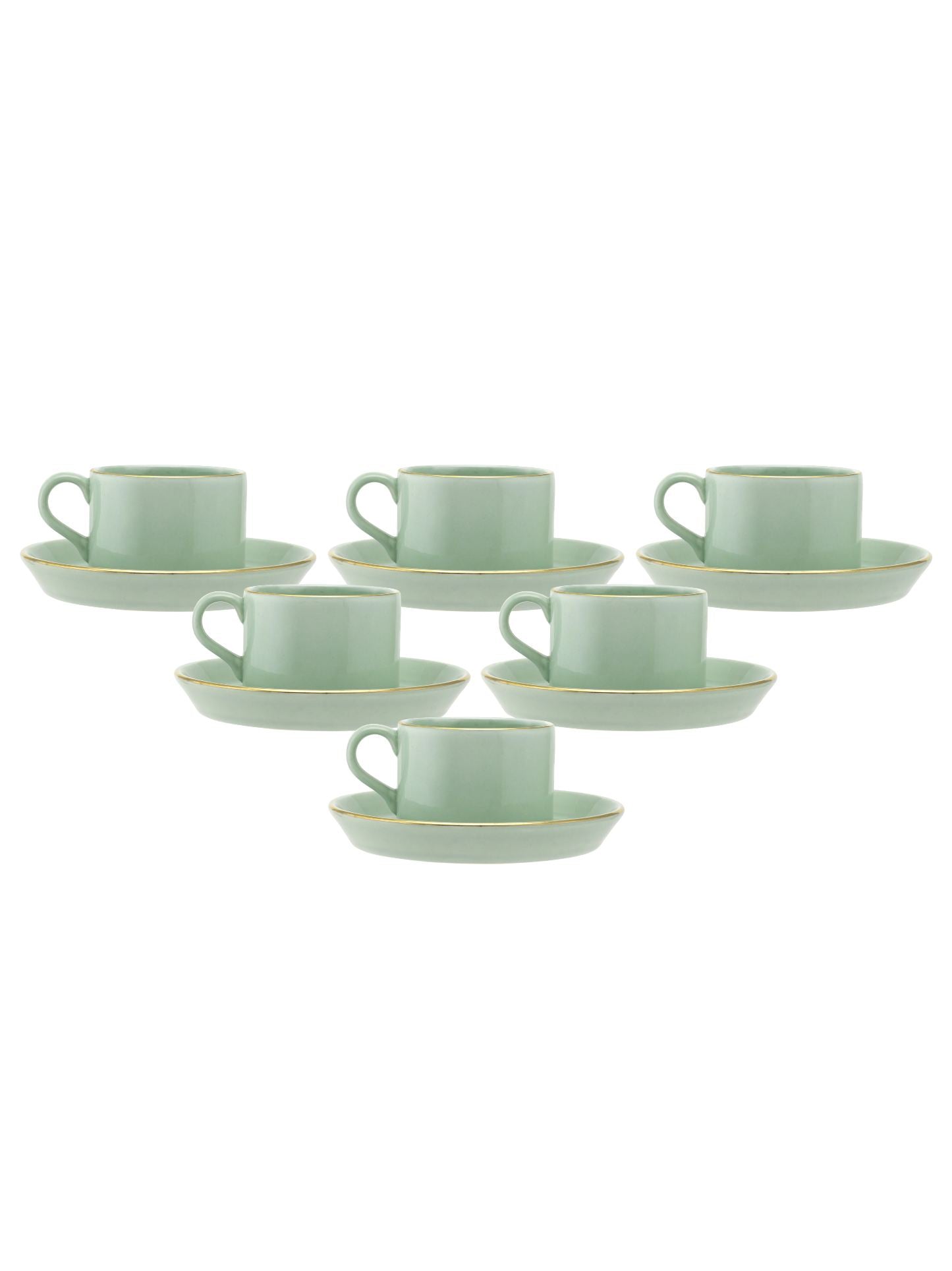 Rio Impression Cup & Saucer, 135ml, Set of 12 (6 Cups + 6 Saucers), Grey (1101)