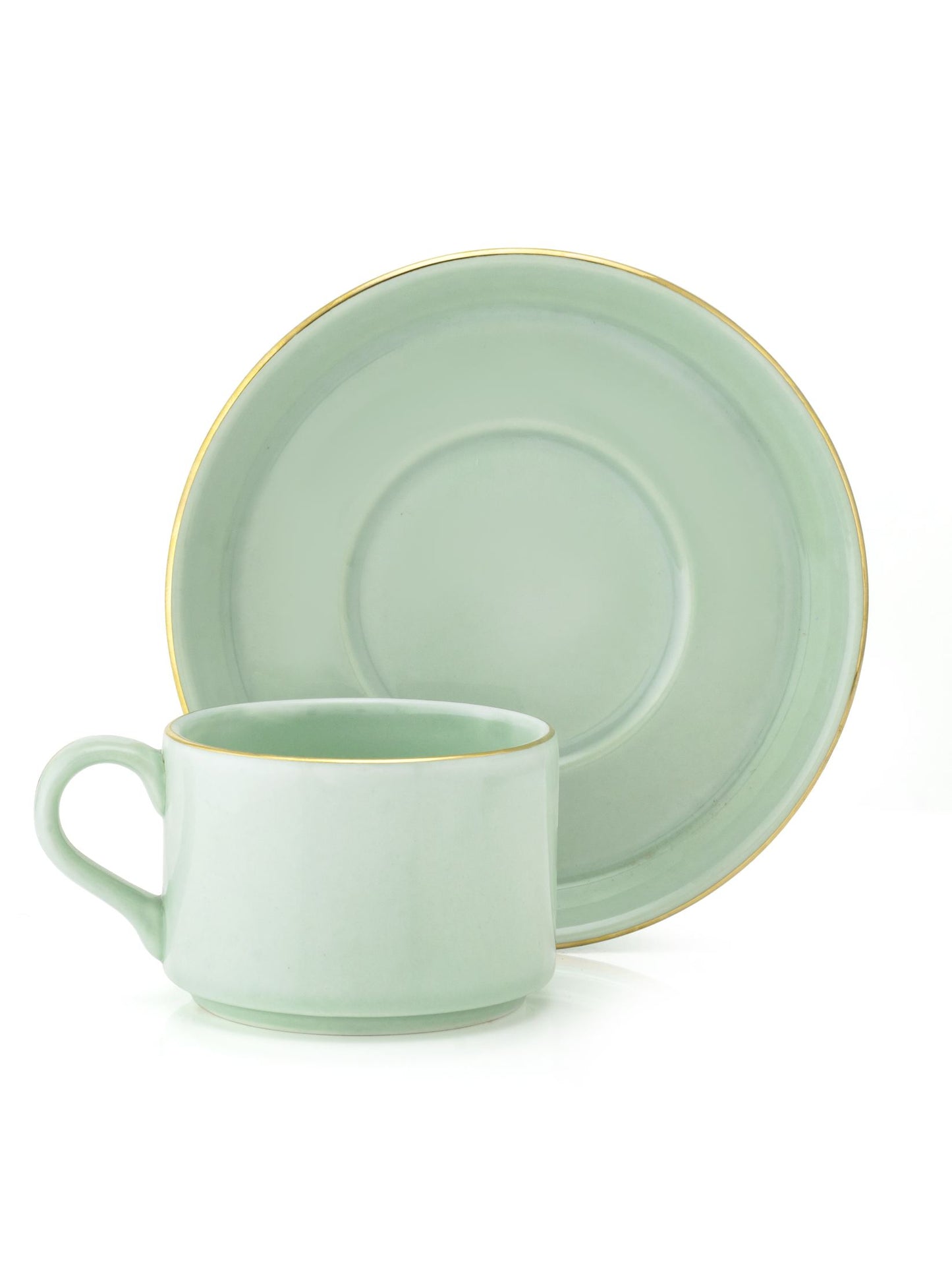 Rio Impression Cup & Saucer, 135ml, Set of 12 (6 Cups + 6 Saucers), Grey (1101)