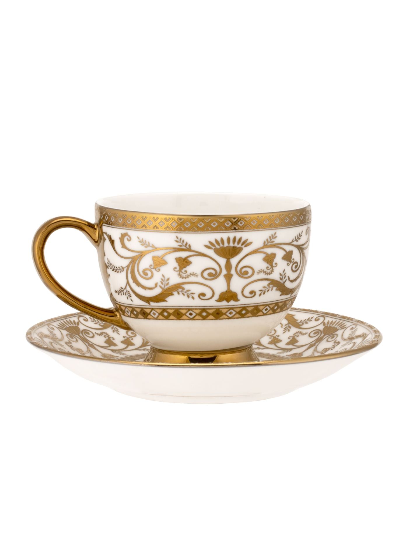 Julian Ebony Cup & Saucer, 170 ml, Set of 12 (6 Cups + 6 Saucers) (E601)