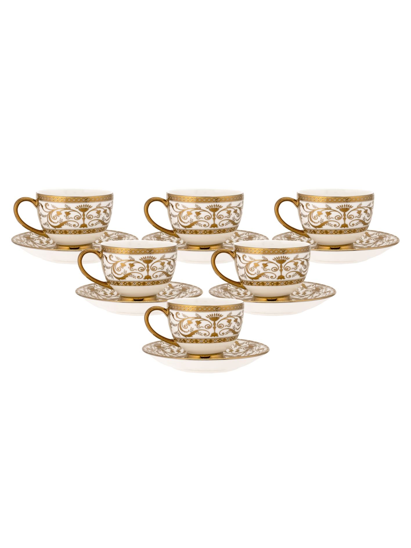 Julian Ebony Cup & Saucer, 170 ml, Set of 12 (6 Cups + 6 Saucers) (E601)