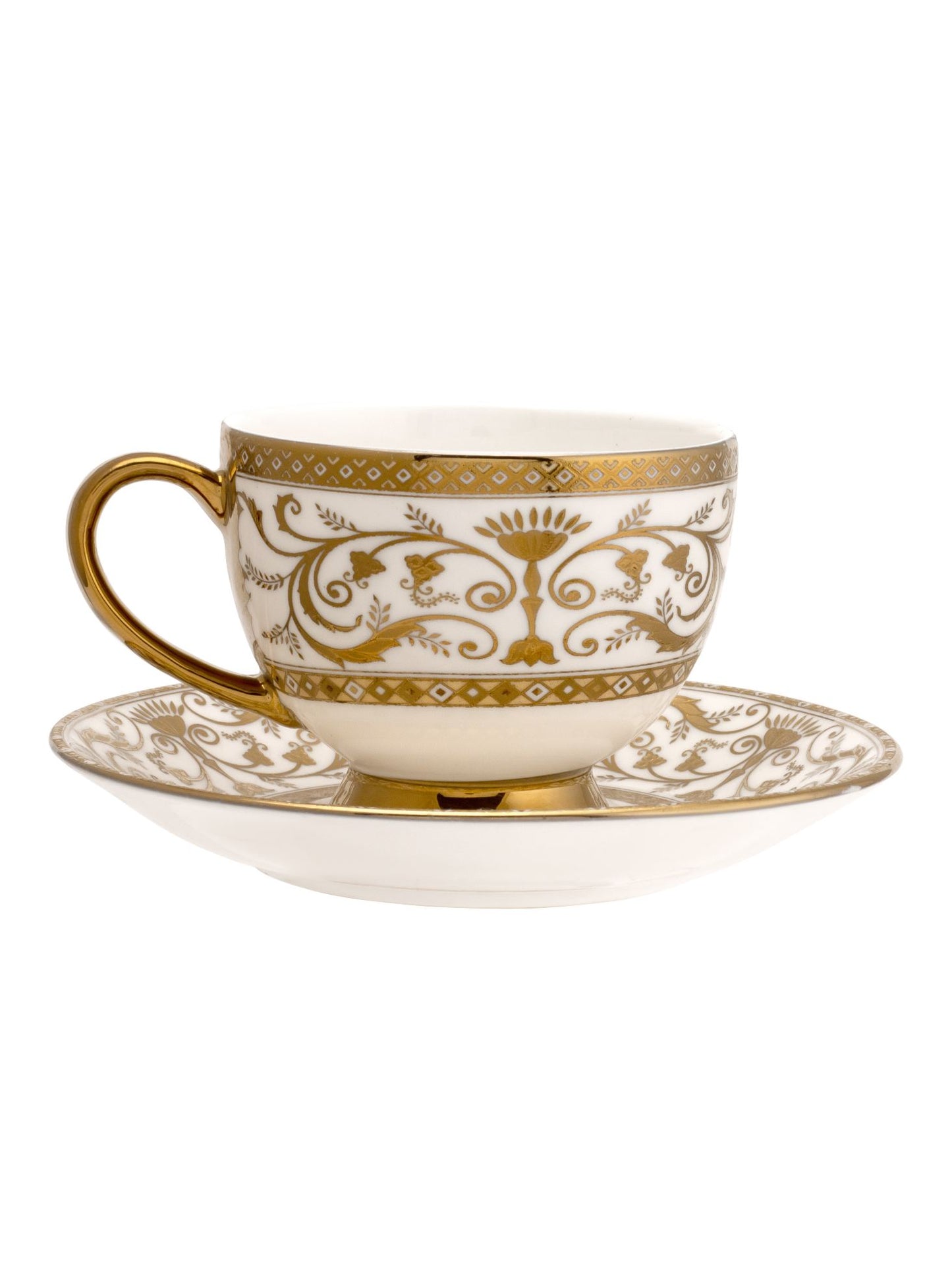 Julian Ebony Cup & Saucer, 170 ml, Set of 12 (6 Cups + 6 Saucers) (E601)