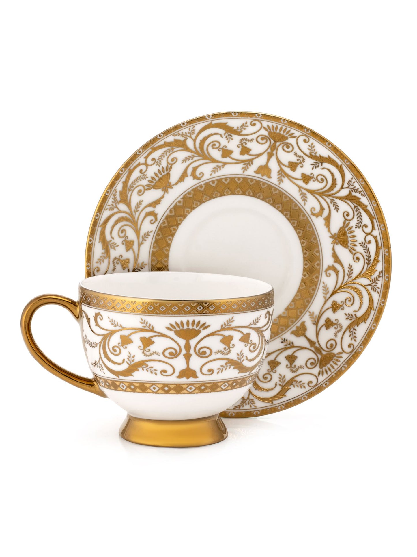 Julian Ebony Cup & Saucer, 170 ml, Set of 12 (6 Cups + 6 Saucers) (E601)