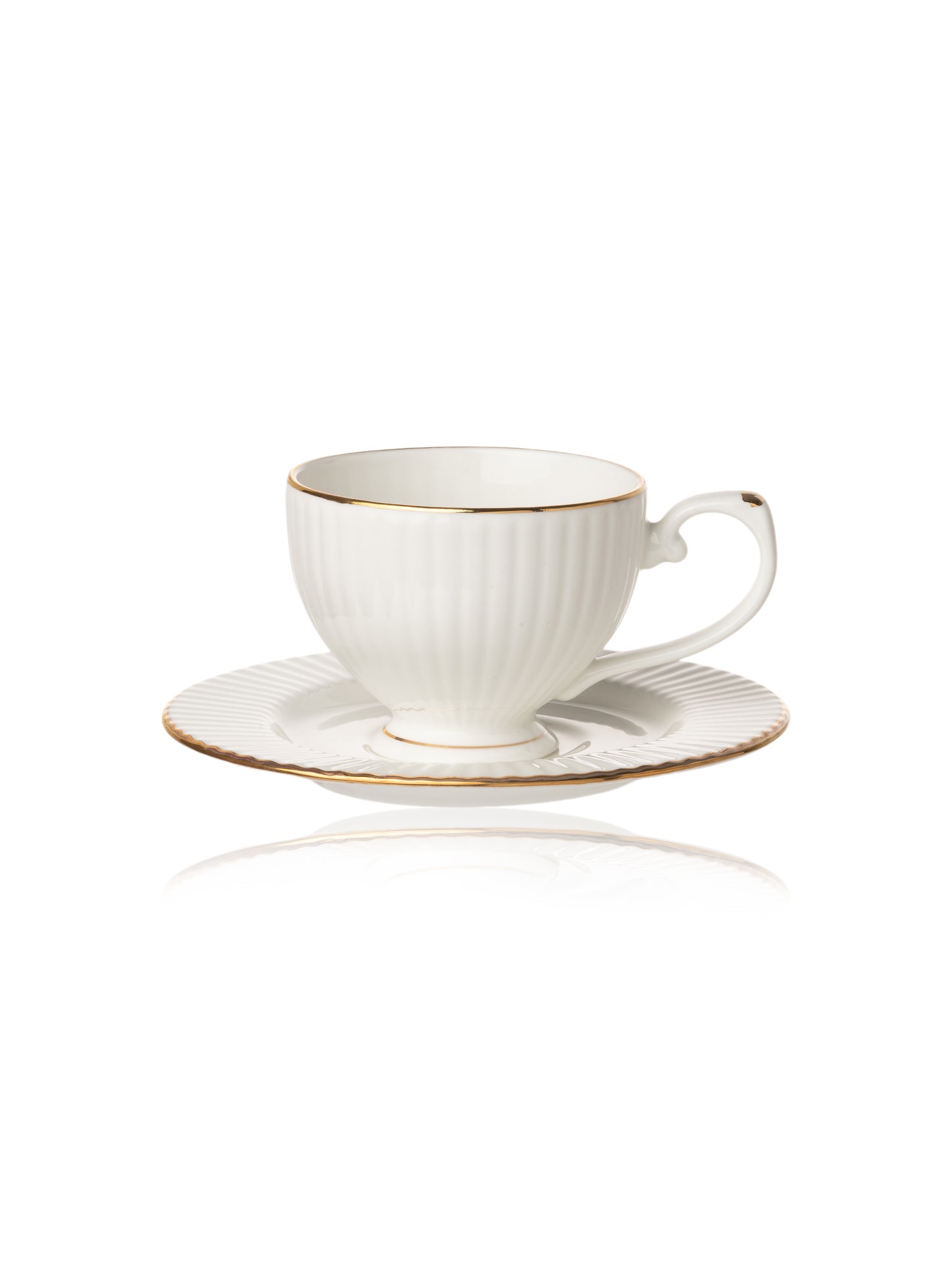 Julie Impression 1401 Luxurious Cup & Saucer, Set of 12 (6 Cups + 6 Saucers) (White)