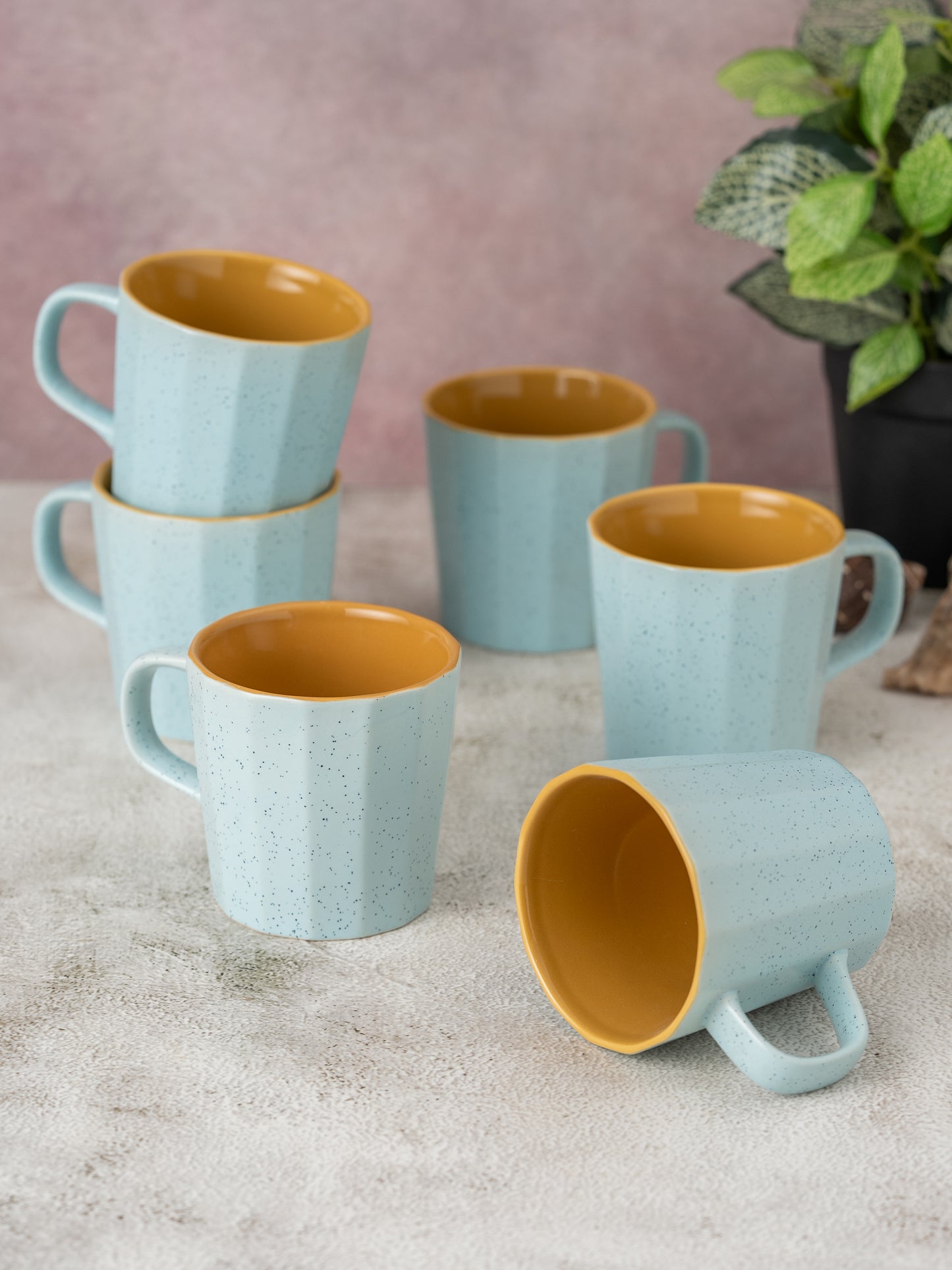 Dual Tone Armada Pebble Coffee & Tea Mugs Set of 6