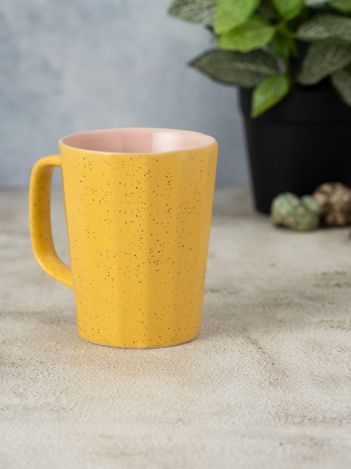 Armada Pebble Dual Tone Matte Mustard & Pink Coffee/ Milk Mug, 1 Piece, 320 ml