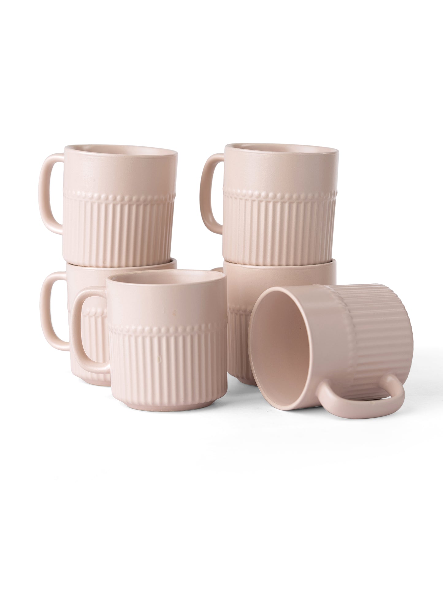 Crimson Pebble Matte IVORY Coffee & Tea Mugs Set of 6