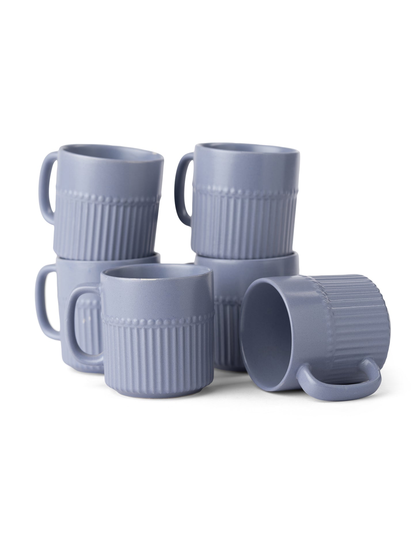 Crimson Pebble Matte Blue Coffee & Tea Mugs Set of 6