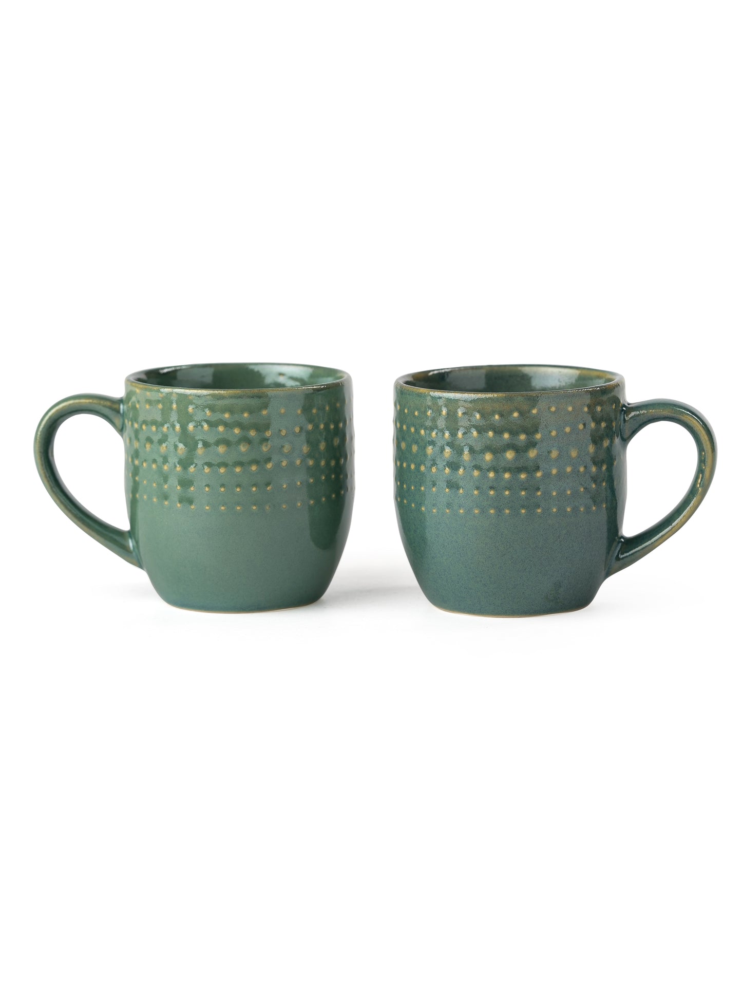 Clay Craft Apex Reactive Green Pebble Coffee & Tea Mugs Set of 6, 200 ml