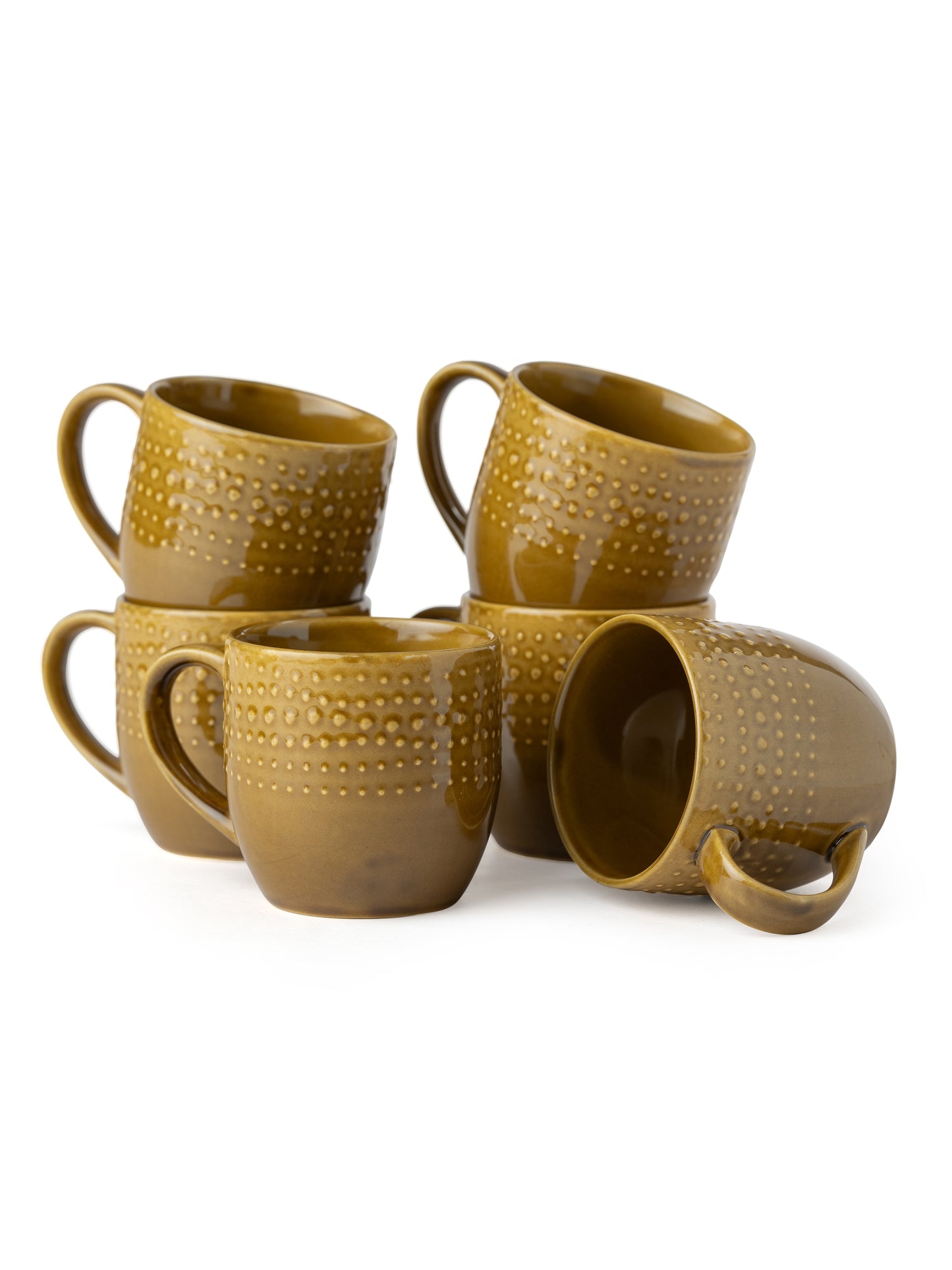 Clay Craft Apex Reactive Pebble Coffee & Tea Mugs Set of 6