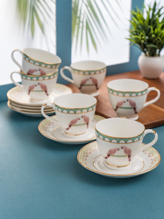 King Royal Velvet Cup & Saucer, 160 ml, Set of 12 (6 Cups + 6 Saucers) (RV905)