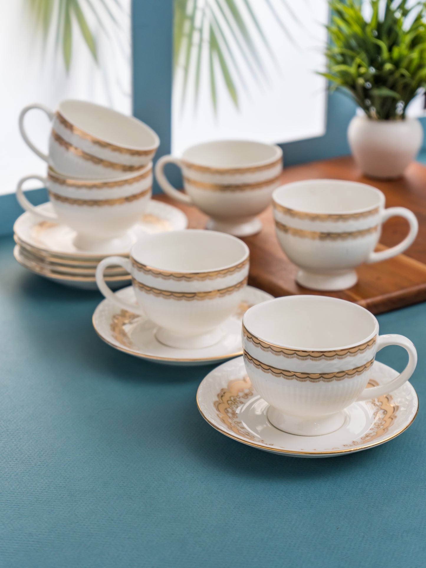 Snow Impression Cup & Saucer, 170 ml, Set of 12 (6 Cups + 6 Saucers) (1404)