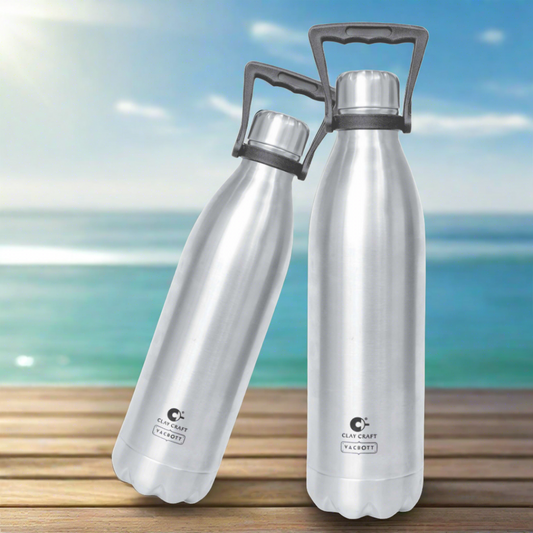 Vacbott Vaccum Bottle, Stark Double Walled 24 Hours Hot and Cold Water Bottle, BIS Certified, 1500/1800ml, Silver