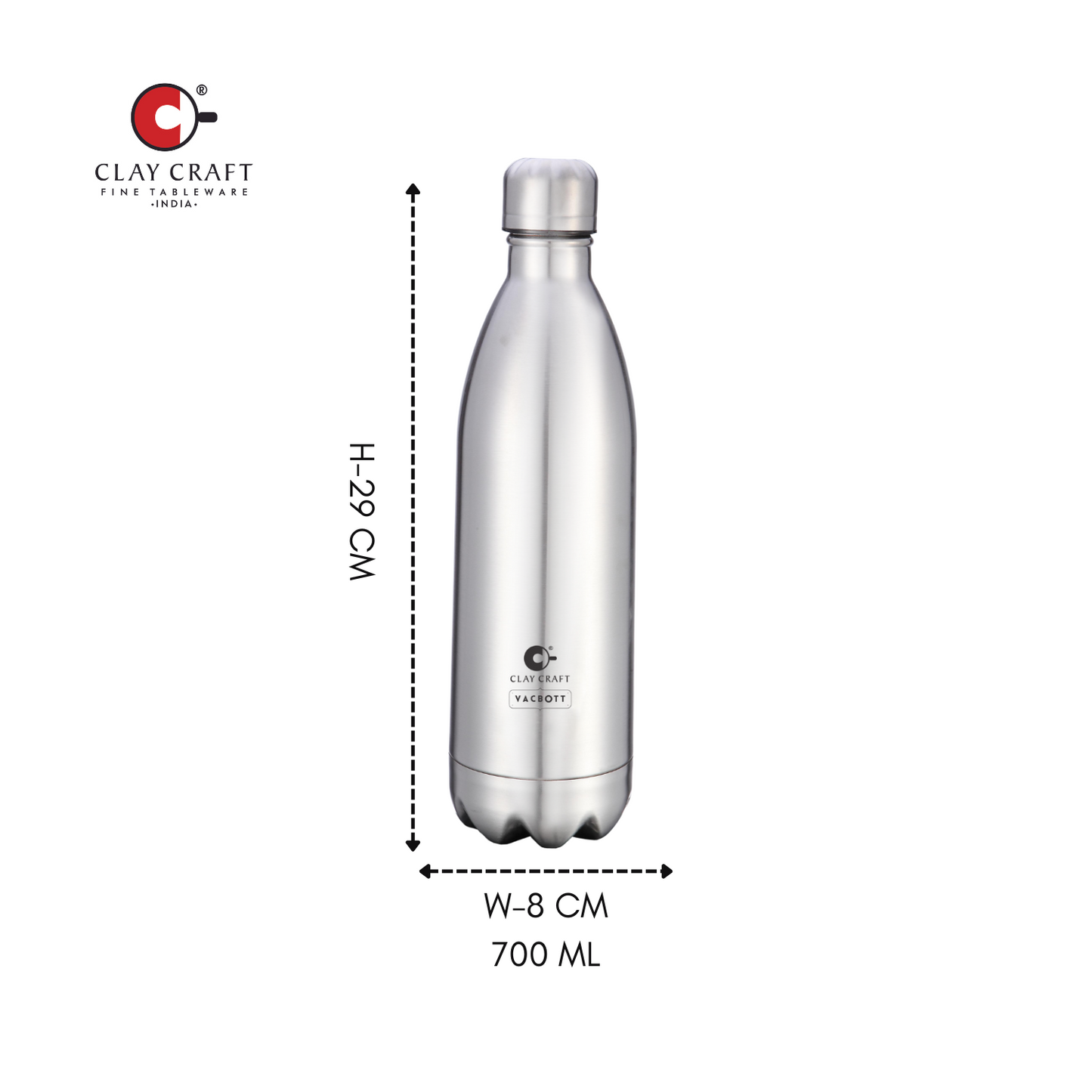 Vacbott Vaccum Bottle, Stark Double Walled 24 Hours Hot and Cold Water Bottle with Bag, Silver, BIS Certified