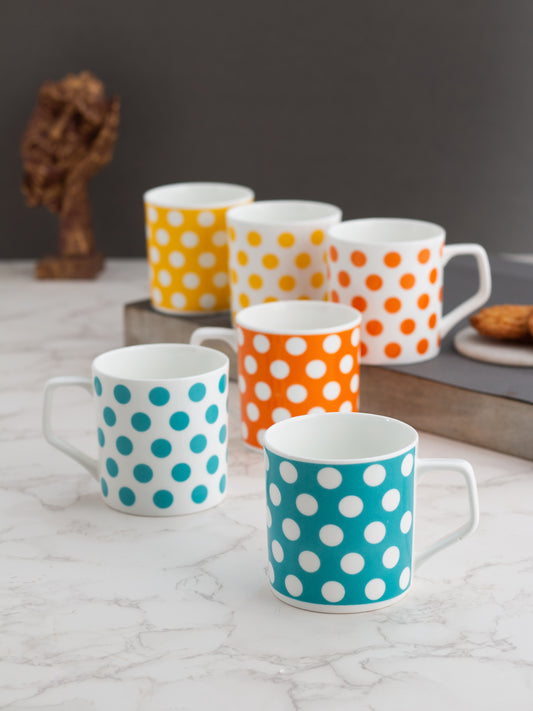 Director Polkadot Coffee & Tea Mugs, 200ml, Set of 6 (380)