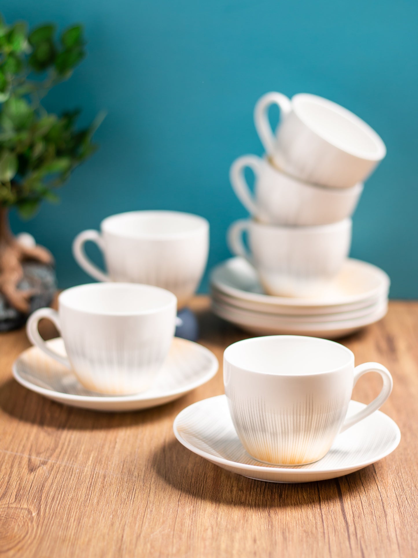 Cream Super Cup & Saucer, 170 ml, Set of 12 (6 Cups + 6 Saucers) (S306)
