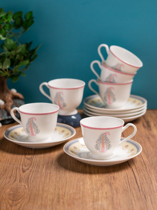 Georgian Super Cup & Saucer, 140 ml, Set of 12 (6 Cups + 6 Saucers) (S371)