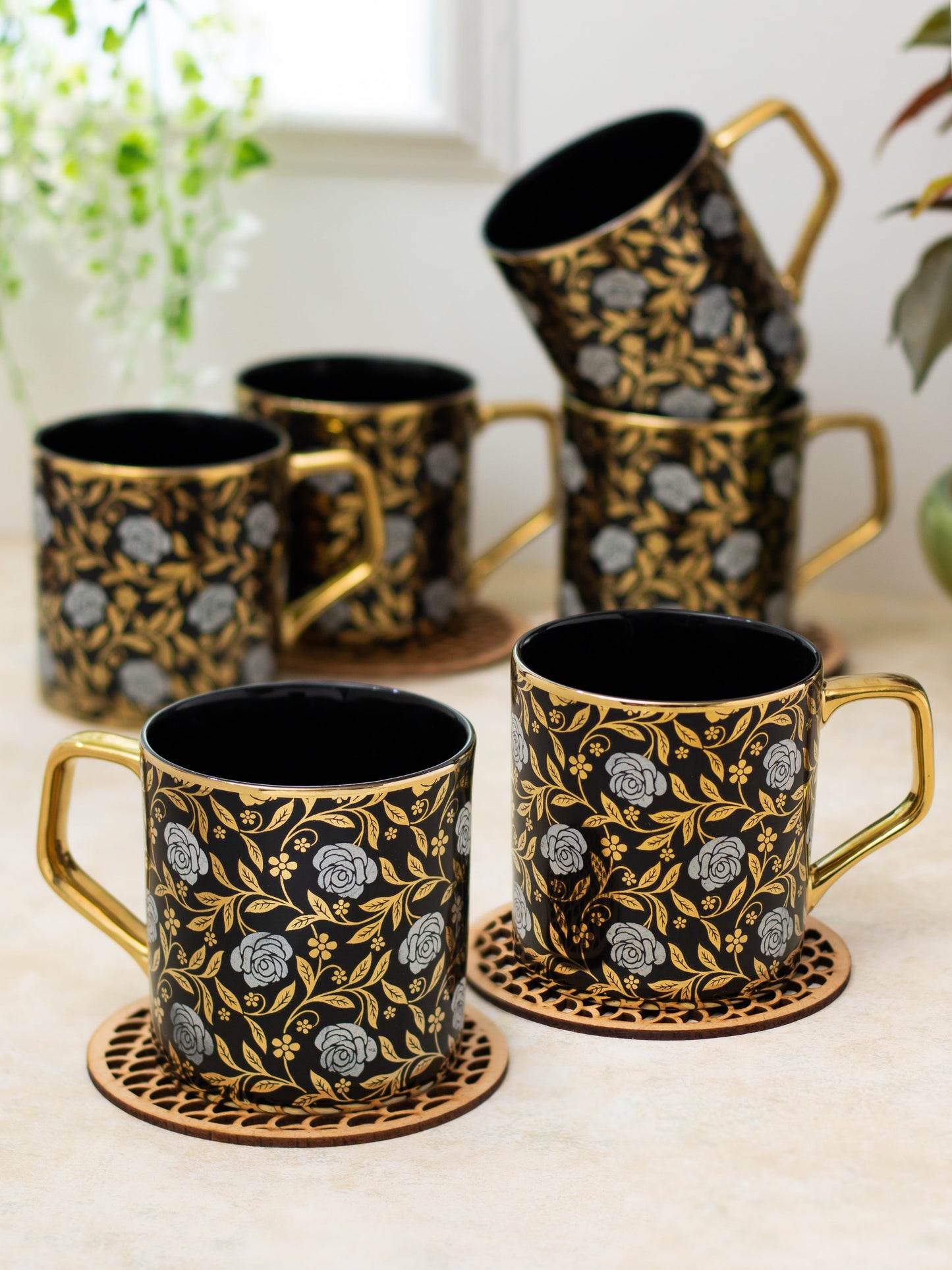 Director Ebony Coffee & Tea Mug Set of 6 (E608)